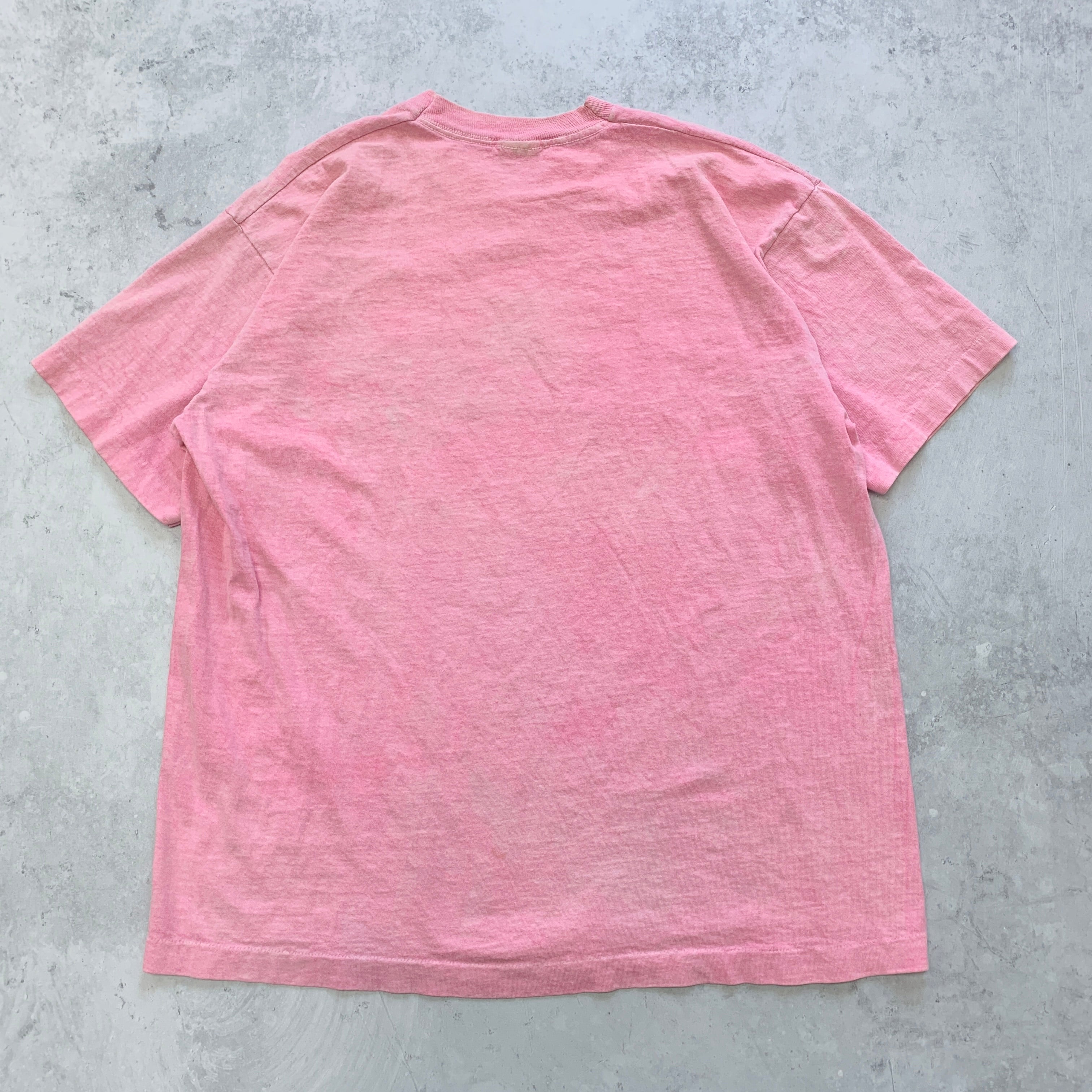 Vintage T Shirt Mens Large Pink Single Stitch Graphic 90s USA Radio Tourist