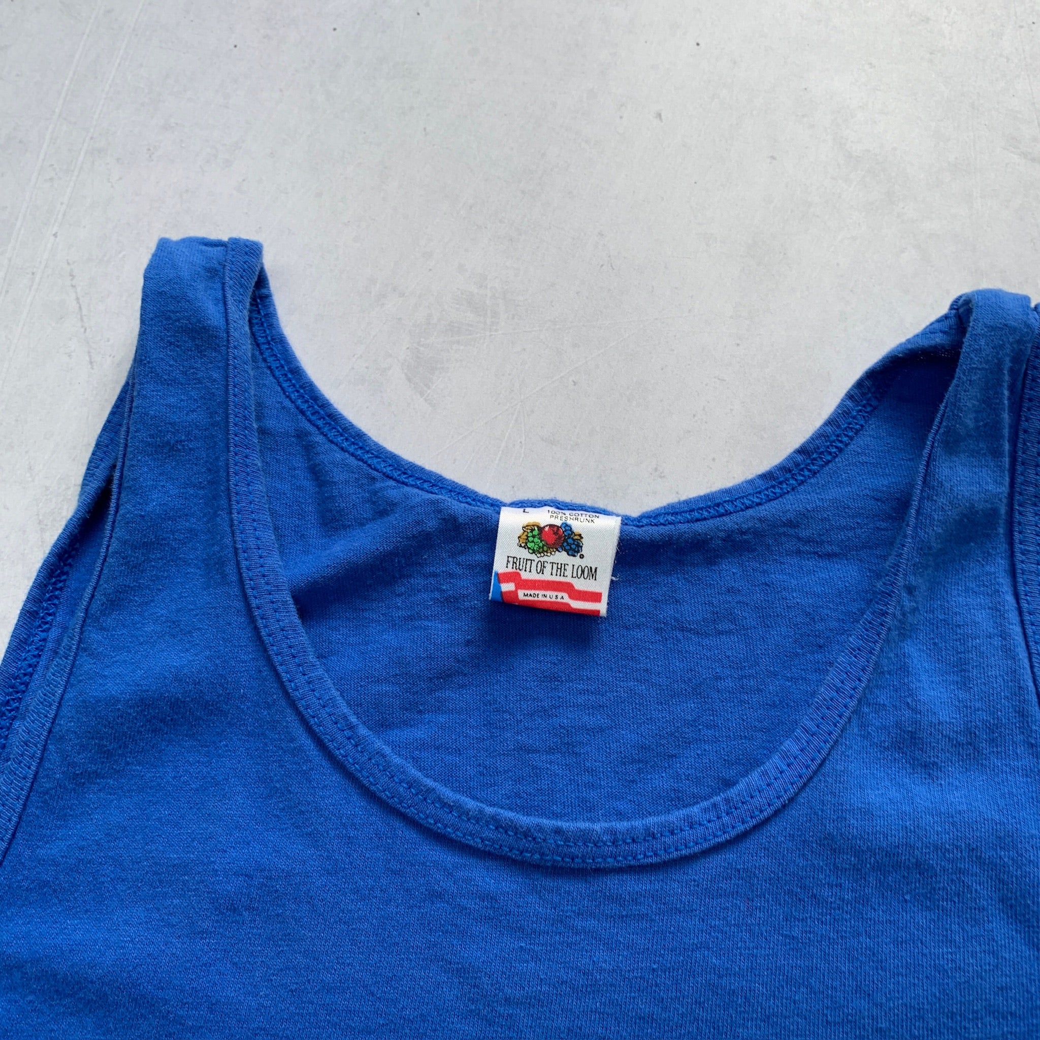 Vintage T Shirt Mens Large Blue Vest Single Stitch Graphic Print 90s USA Arts