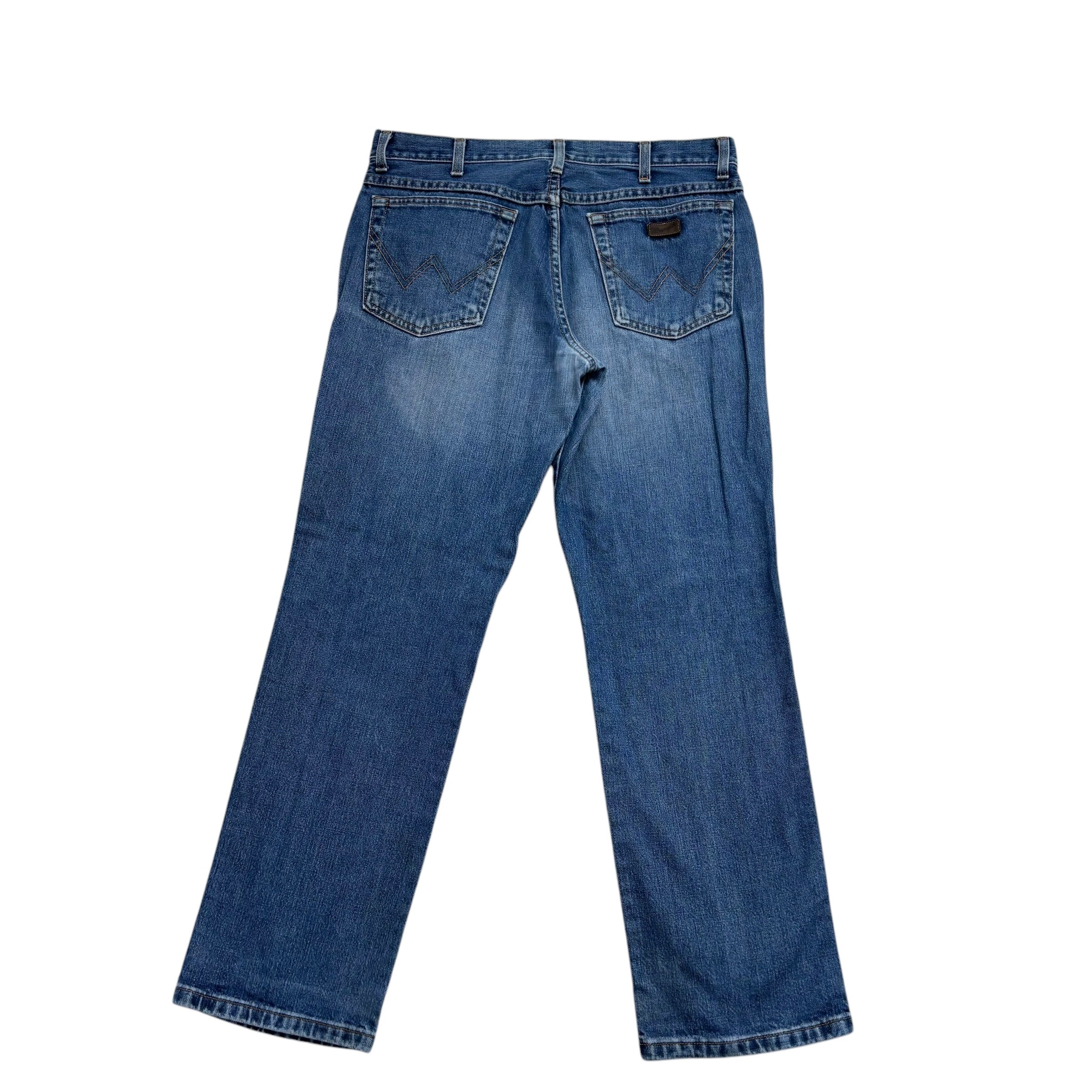 Wrangler Texas Jeans W33 L30 Mens Mid Blue Regular Straight Fit Denim (F)