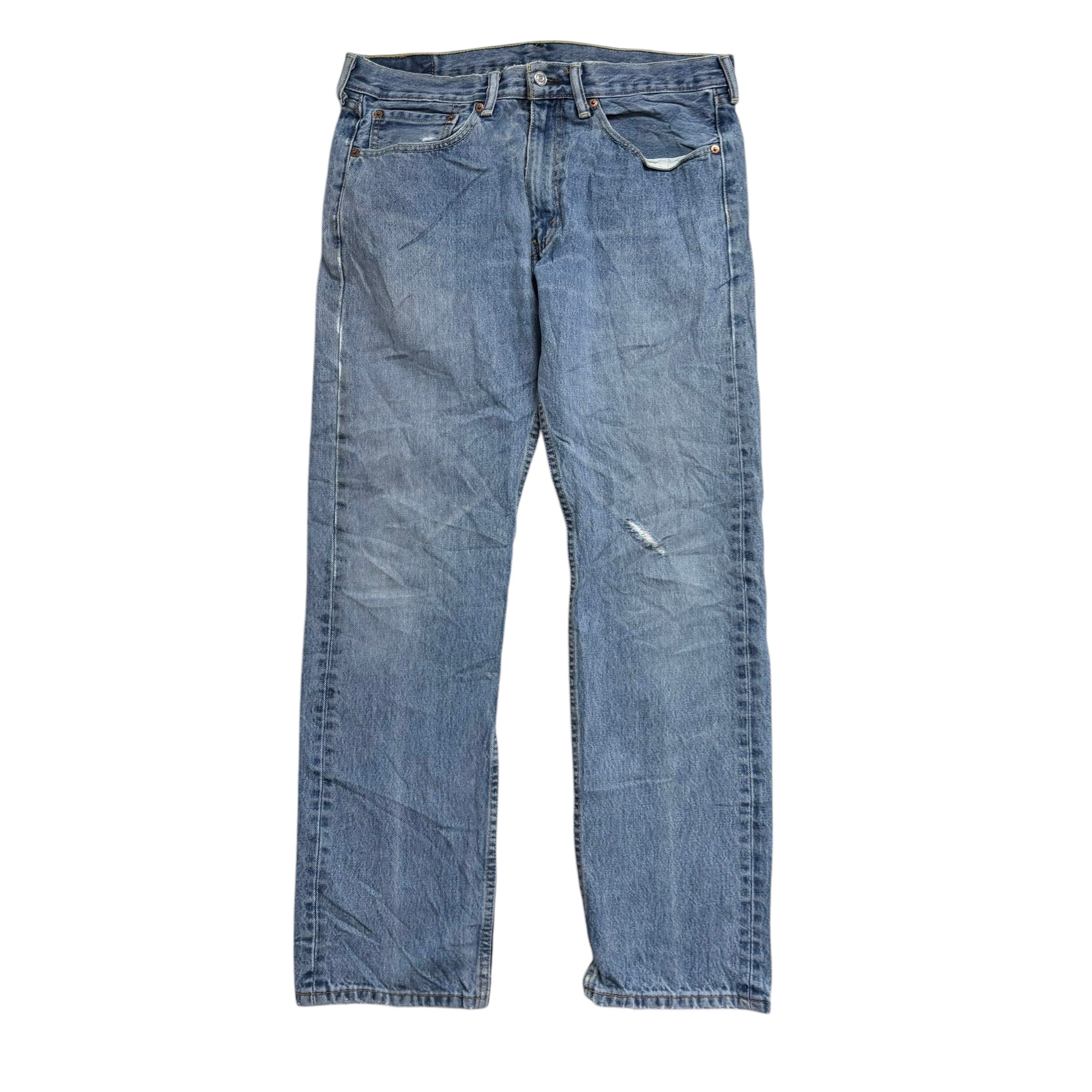 Levis 505 Jeans W34 L32 Mens Light Blue Regular Straight Fit Denim (F)