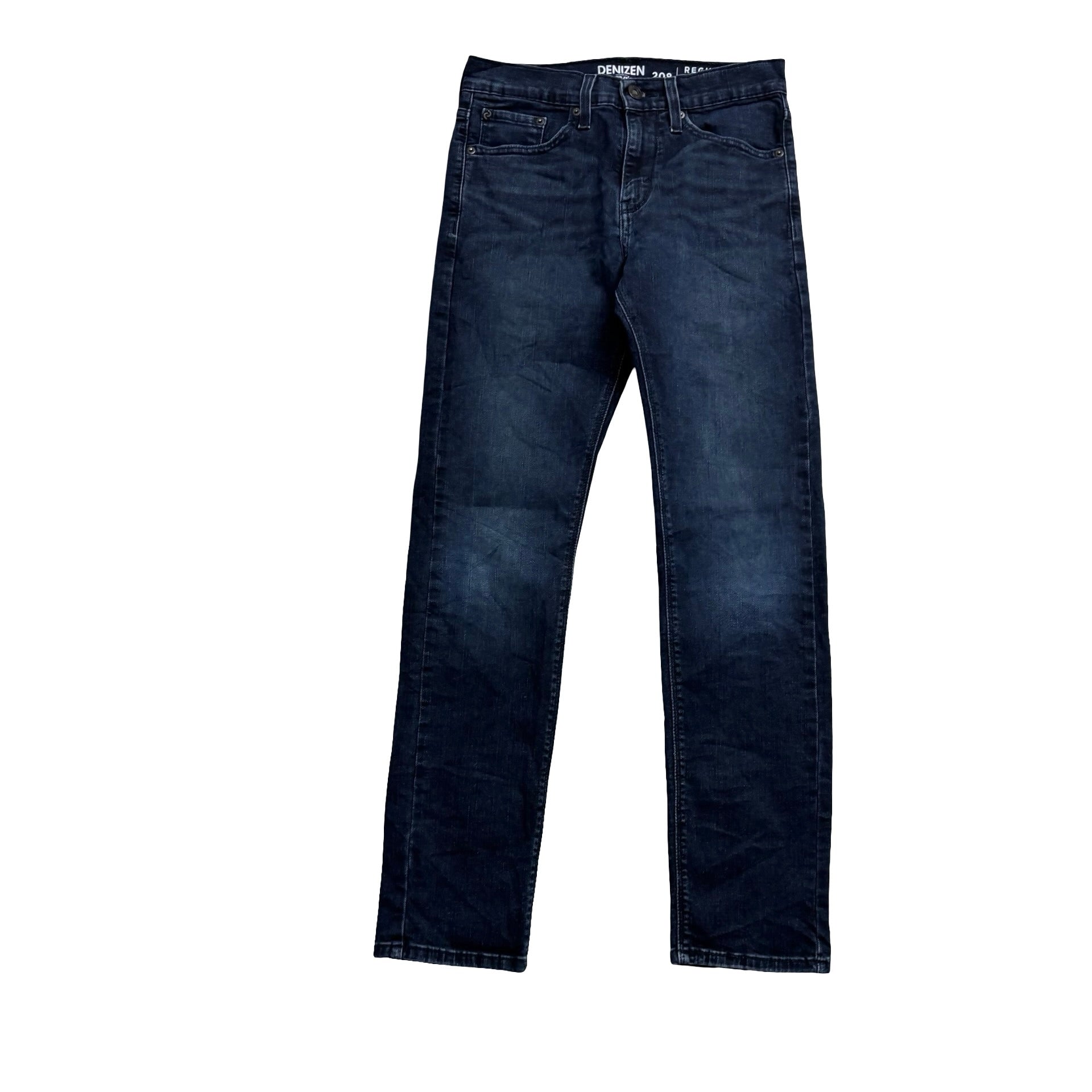 Levis Denizen Jeans W28 L30 Mens Navy Blue Regular Tapered Fit Stretch (E)