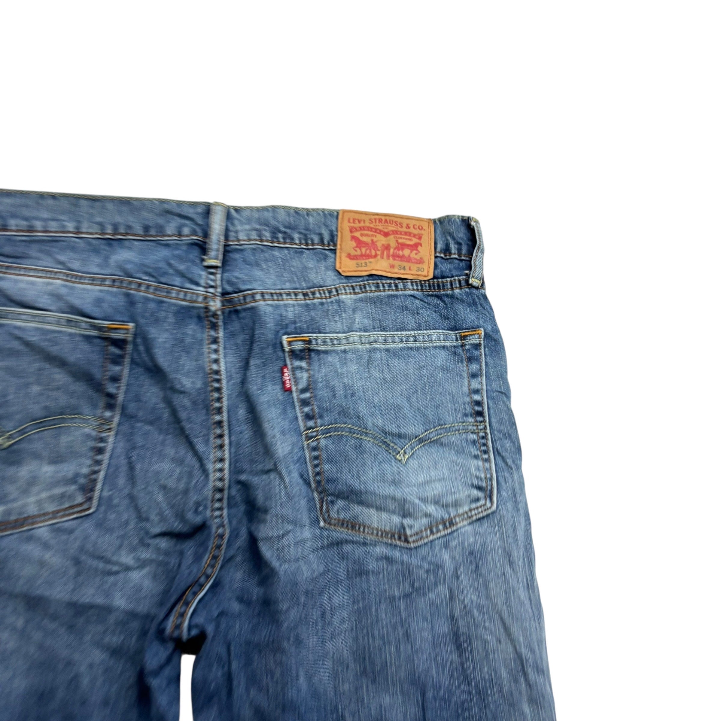 Levis 513 Jeans W34 L27 Mens Mid Blue Slim Straight Fit Stretch Denim