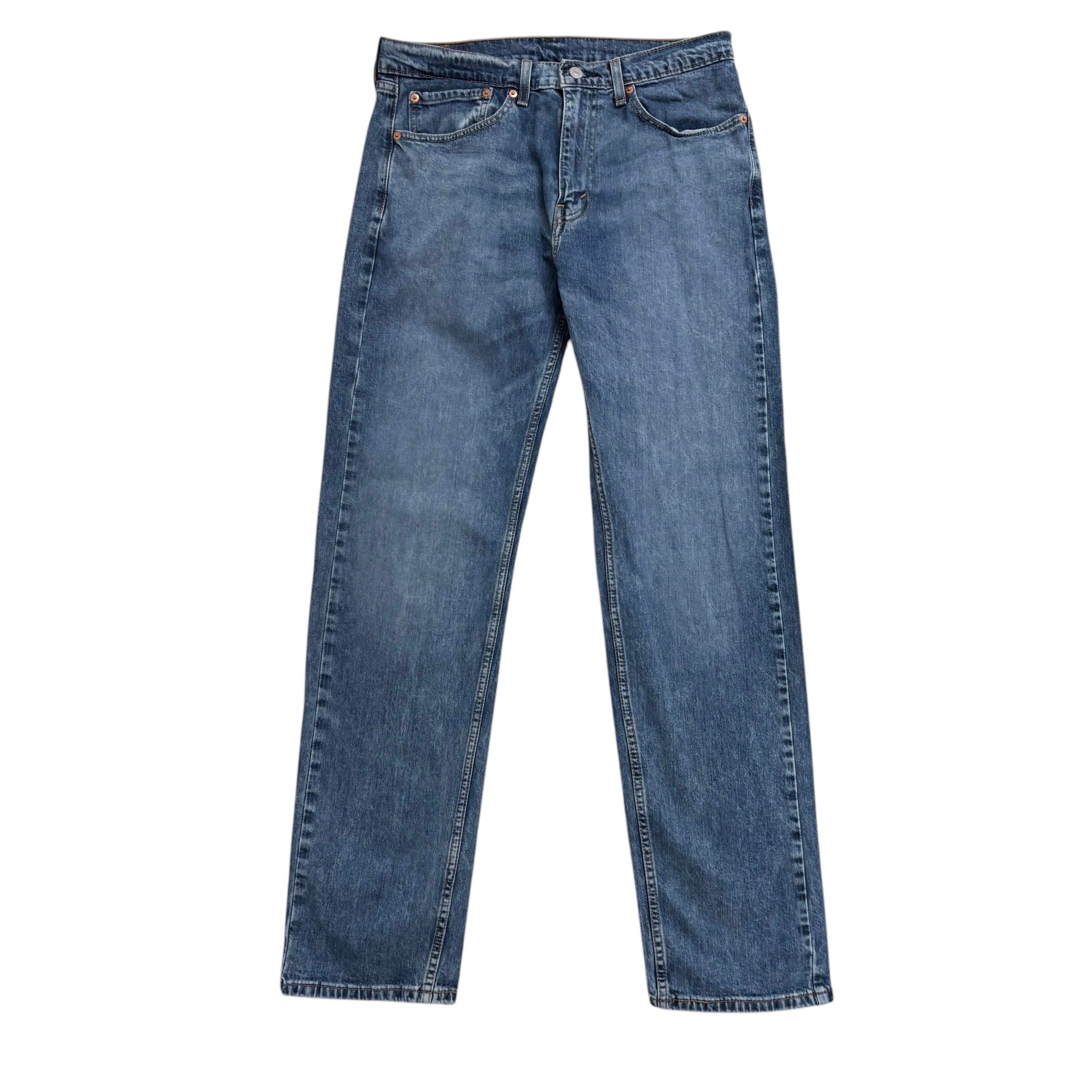 Levis 505 Jeans W32 L33 Mens Mid Blue Regular Straight Fit Stretch Denim (E)