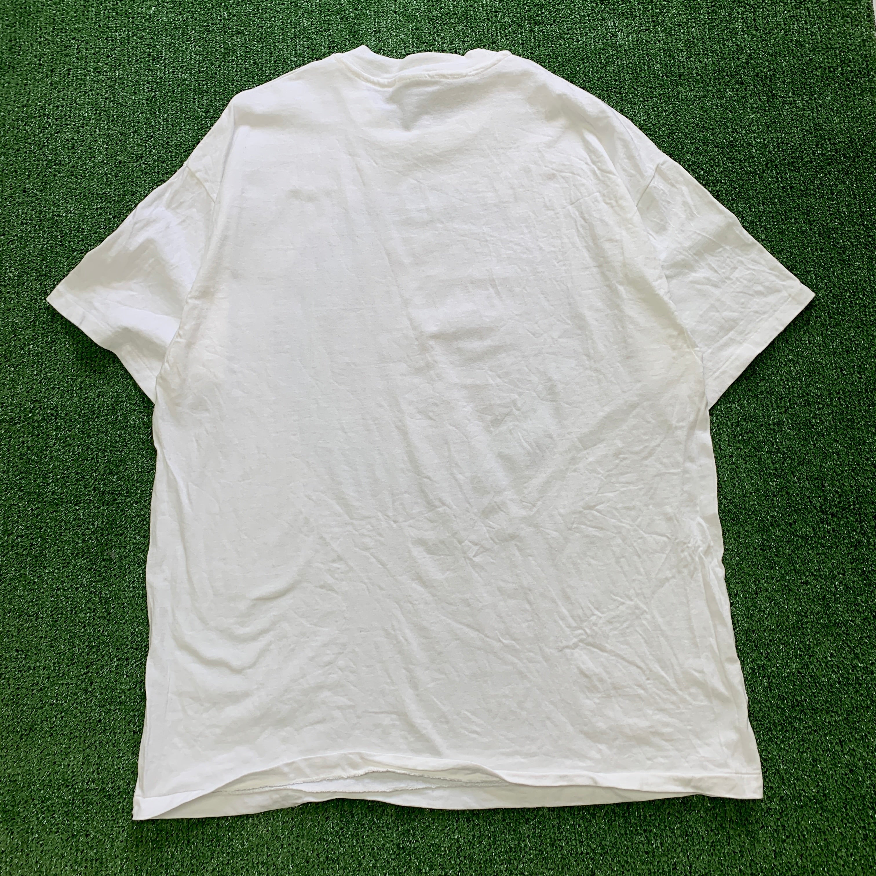 Vintage T Shirt Mens XL White Single Stitch Graphic Print 90s USA Walking