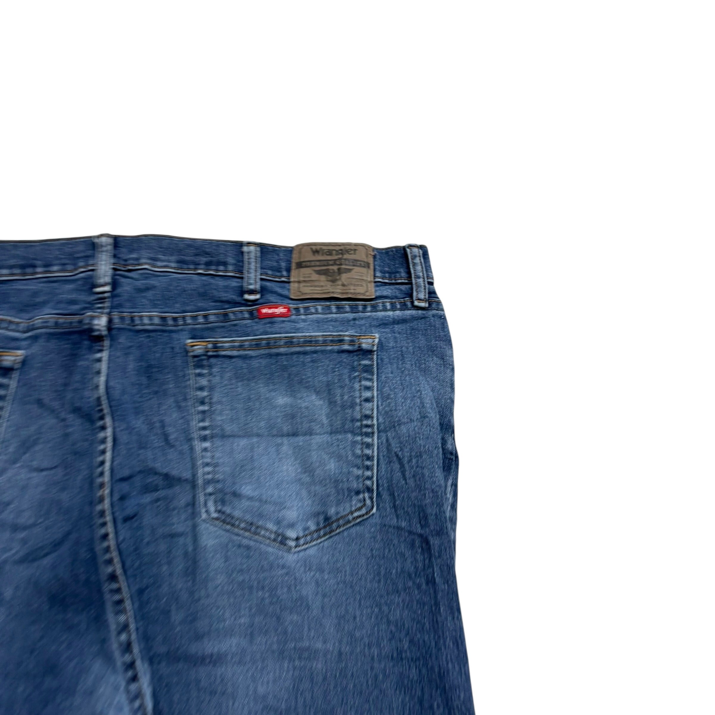 Wrangler Jeans W42 L30 Mens Mid Blue Relaxed Straight Fit Stretch Denim (E)