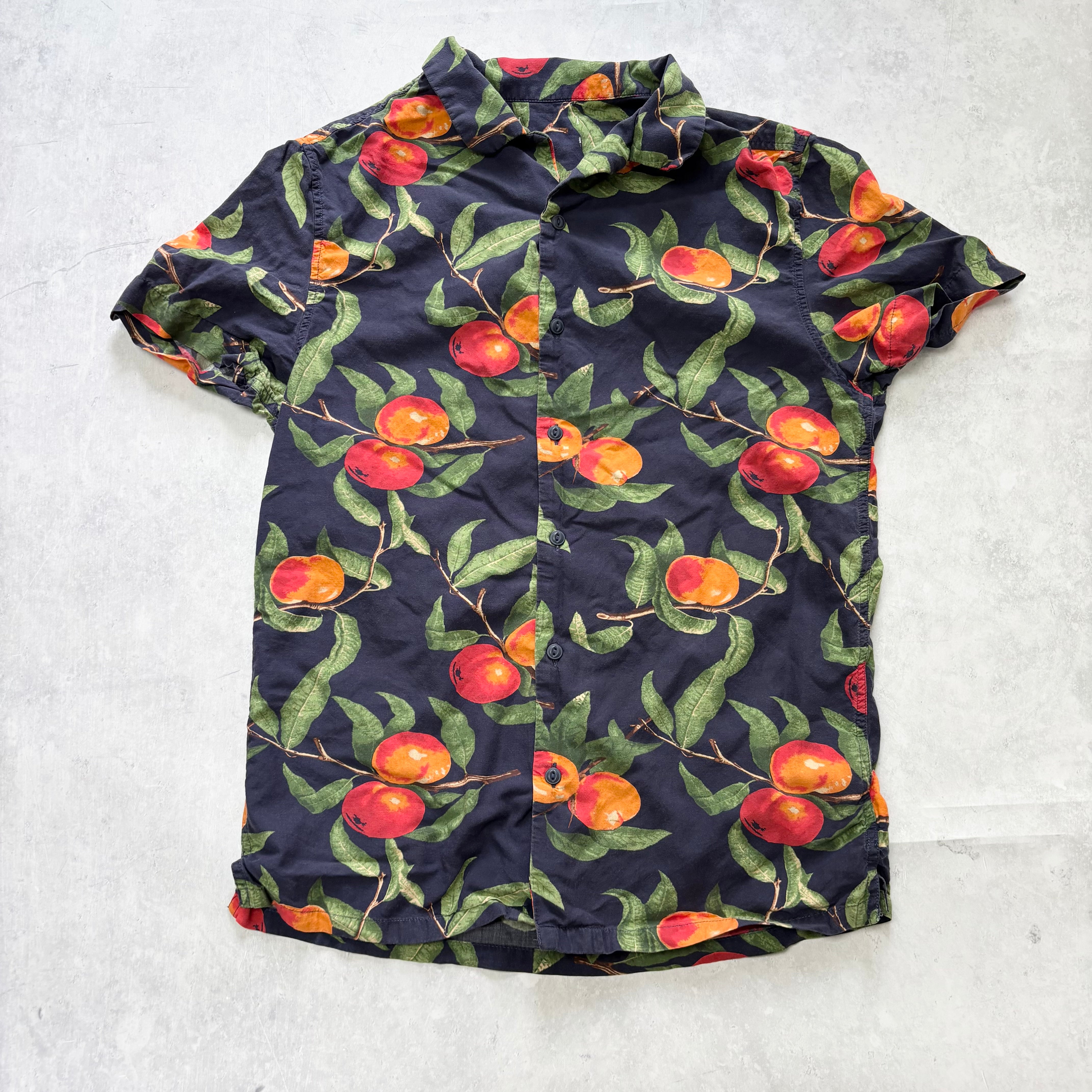 Hawaiian Shirt Mens XS Navy Floral Aloha Short Sleeve Viscose Funky (E)