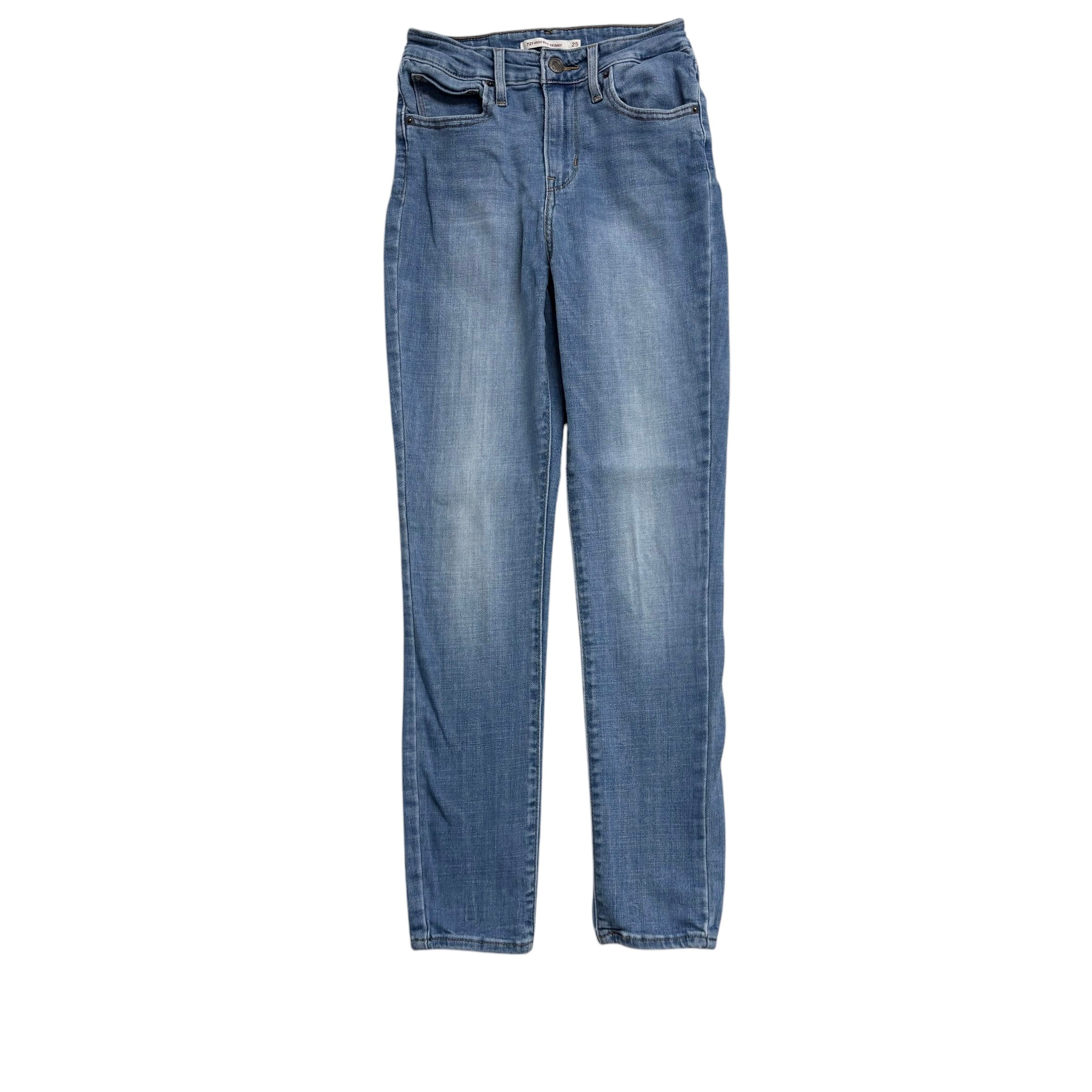 Levis 721 Jeans W24 L27 Womens Light Blue High Rise Skinny Fit Stretch Denim