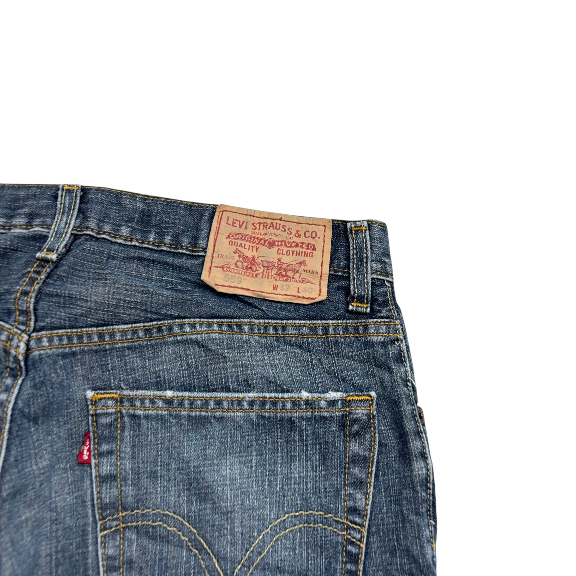 Levis 559 Jeans W32 L30 Mens Dark Blue Baggy Relaxed Straight Fit Vintage (E)