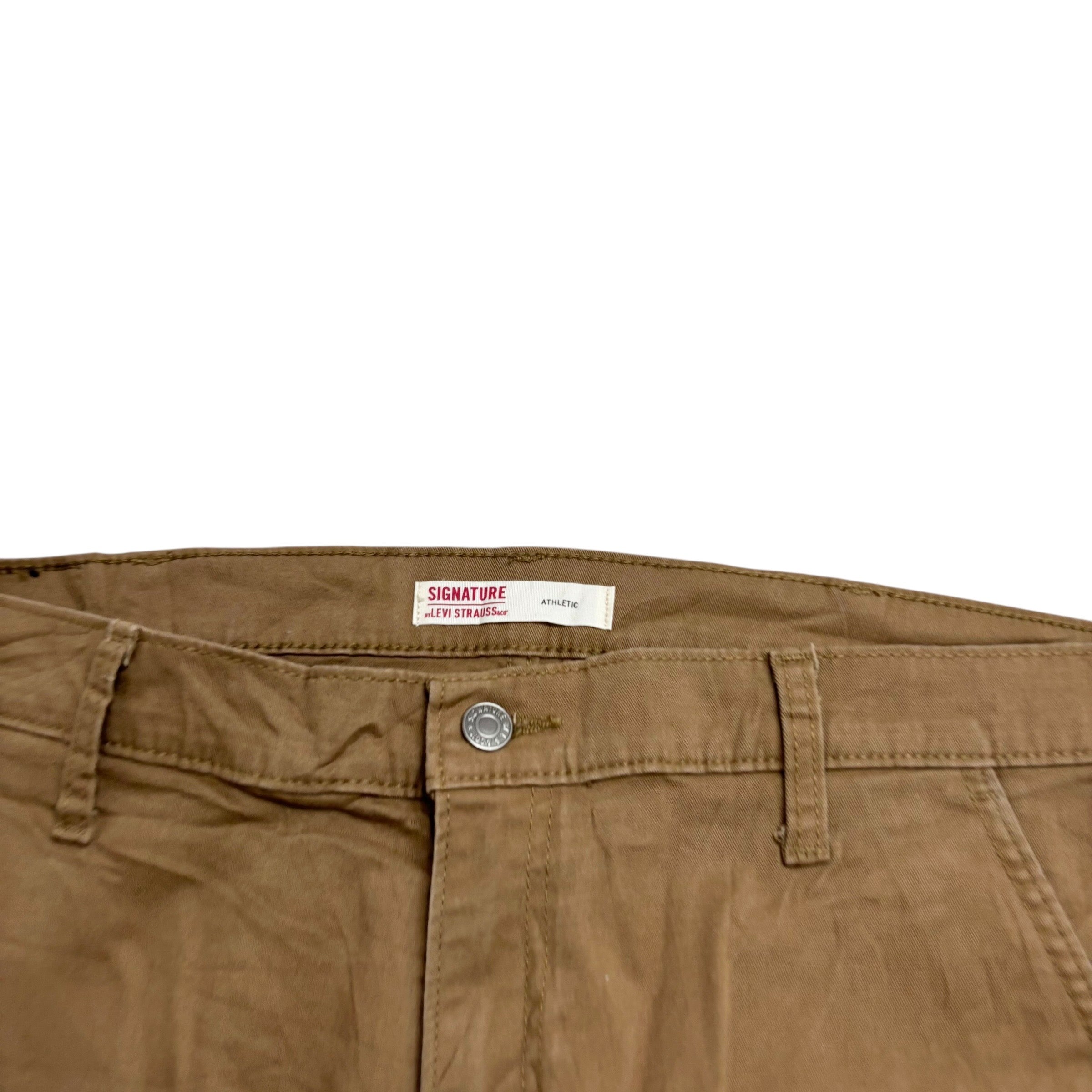 Levis Signature Trousers W38 L30 Mens Brown Athletic Fit Stretch Pants (E)