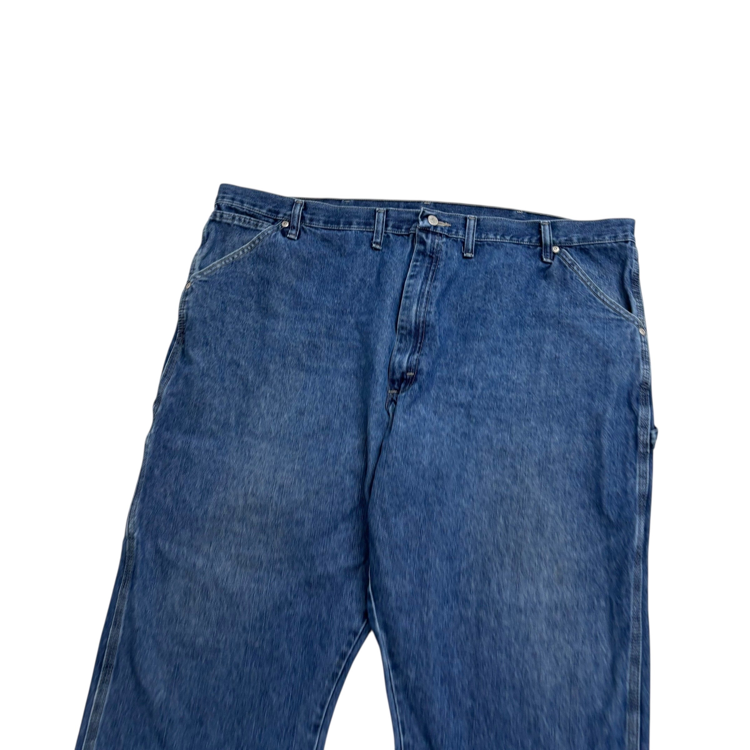 Wrangler Carpenter Jeans W46 L30 Mens Mid Blue Relaxed Straight Fit Denim