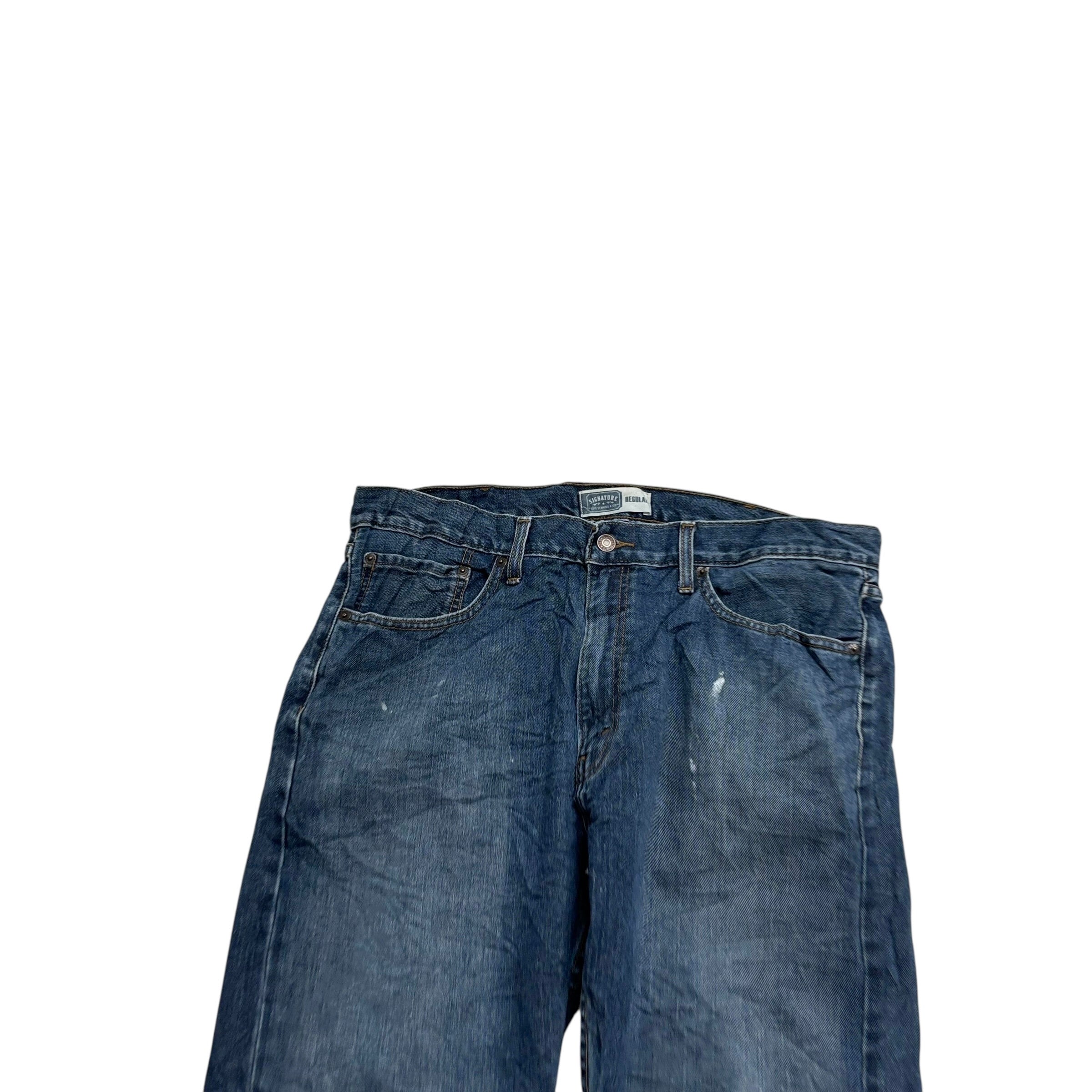 Levis Signature Jeans W38 L29 Mens Dark Blue Regular Straight Vintage Denim (F)