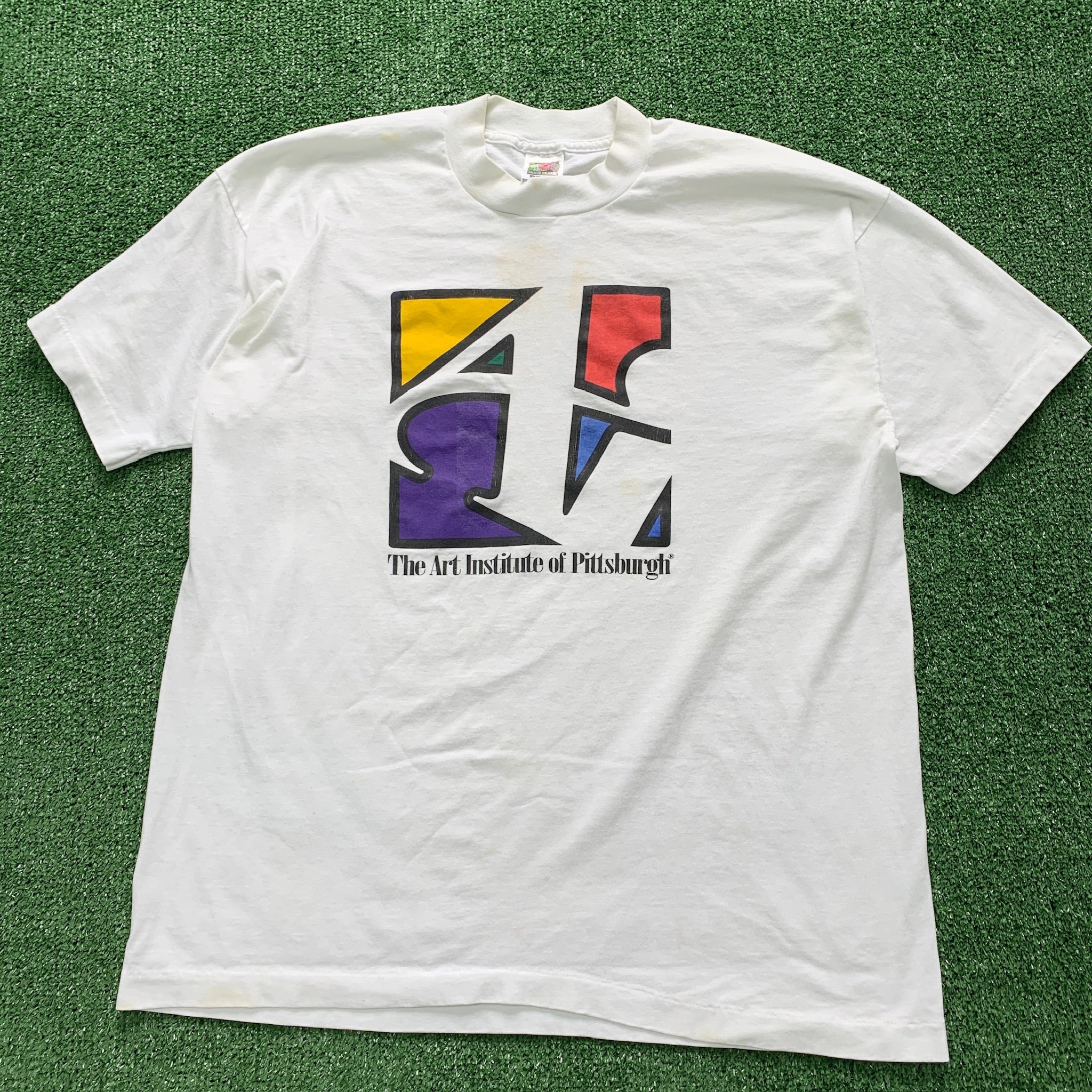 Vintage T Shirt Mens XL White Single Stitch Graphic Print 90s USA Art