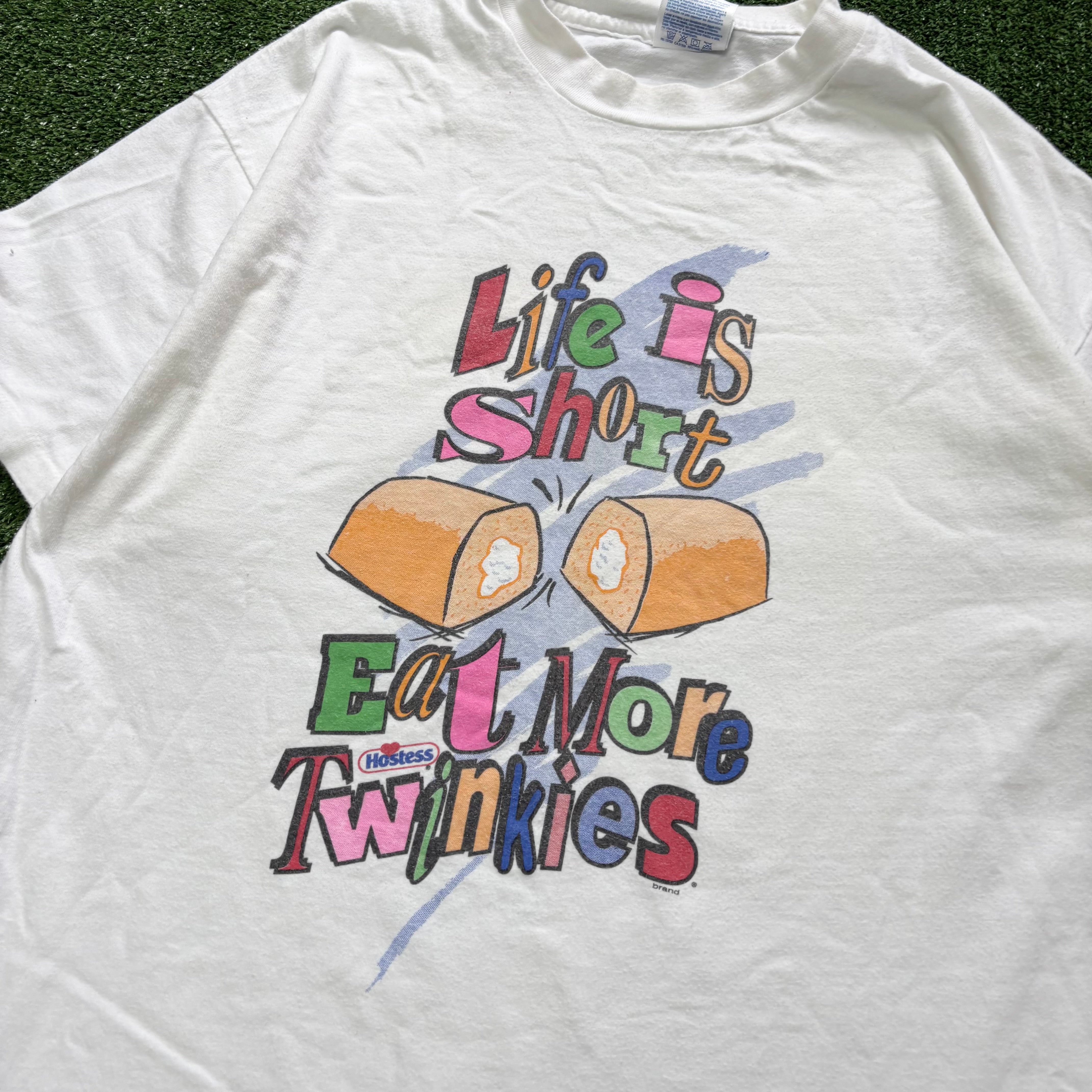 Vintage T Shirt Mens XL White Single Stitch Graphic Print 90s Twinkies (E)