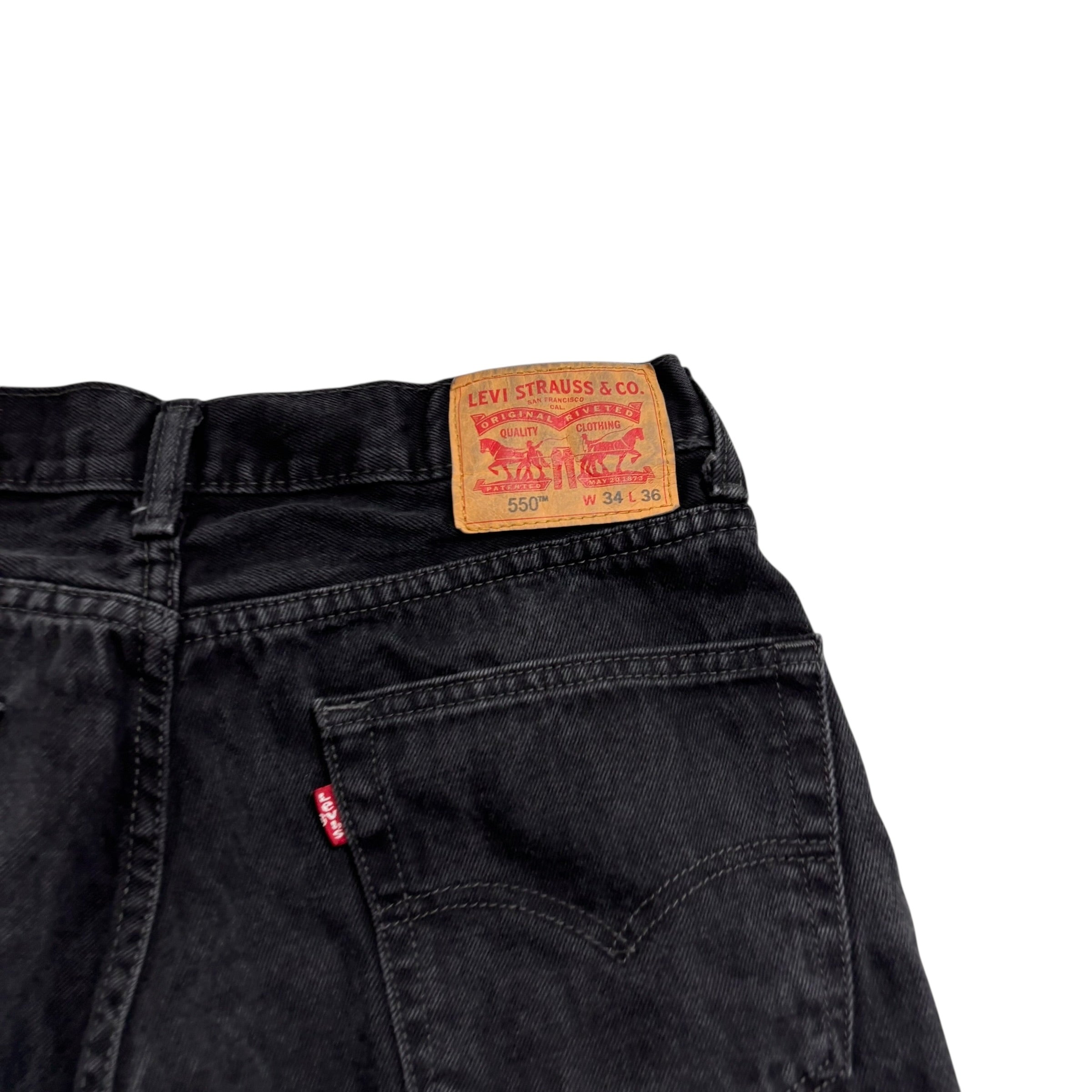 Levis 550 Jeans W32 L36 Mens Black Baggy Relaxed Straight Fit Denim (E)