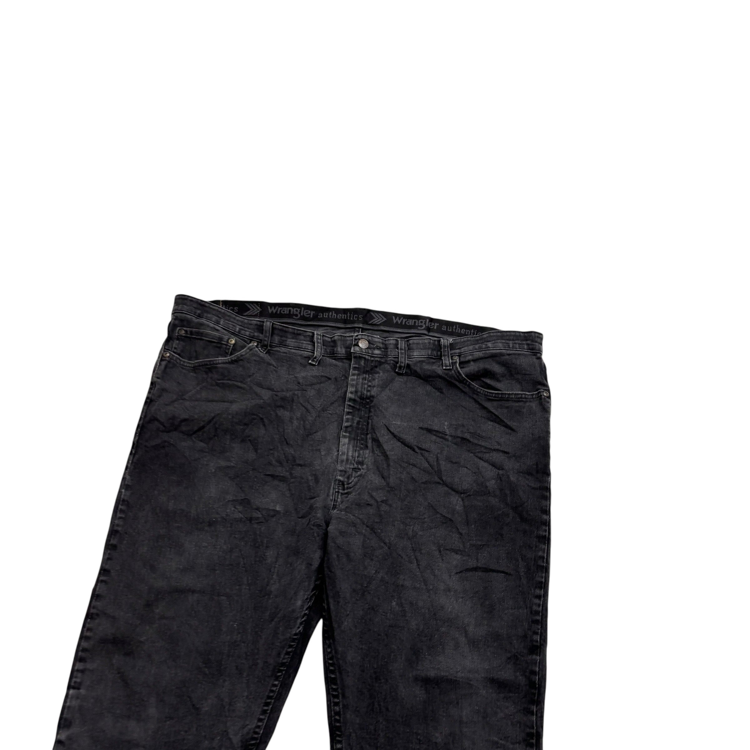 Wrangler Jeans W48 L30 Mens Black Regular Straight Fit Stretch Denim