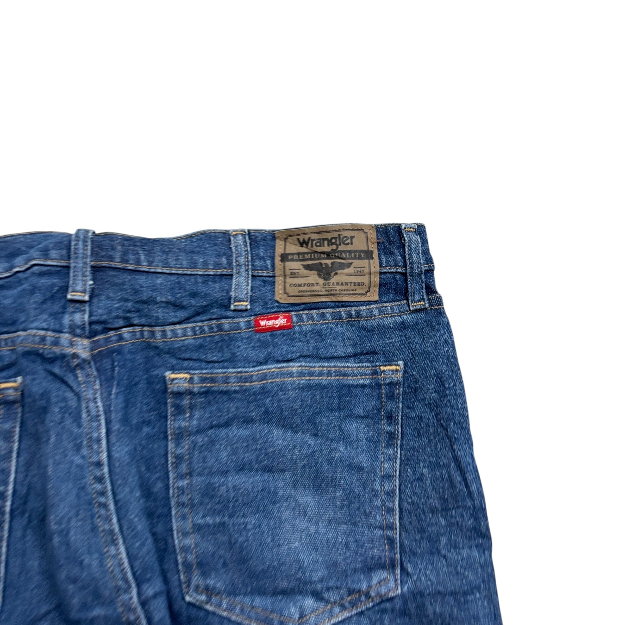 Wrangler Baggy Jorts W36 Mens Denim Shorts Mid Blue Relaxed Fit Stretch (E)