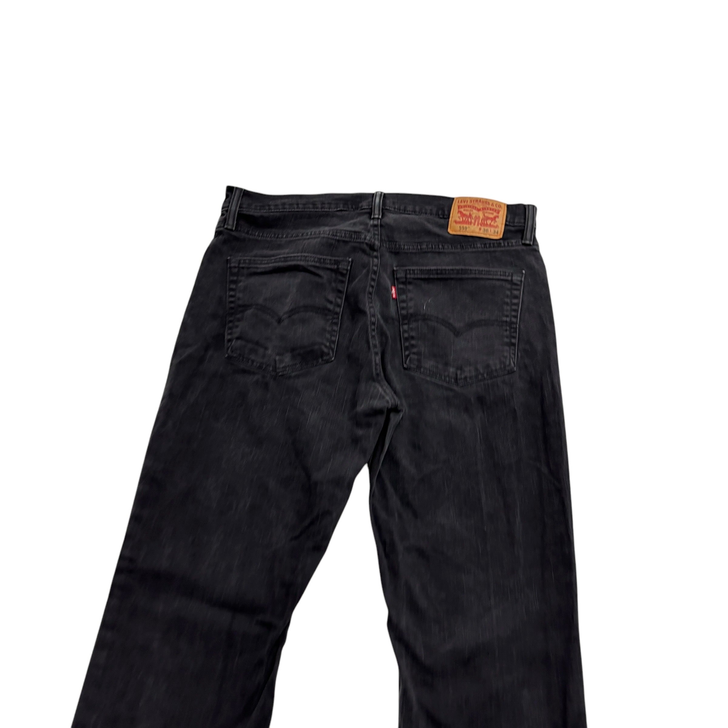 Levis 559 Jeans W36 L34 Mens Black Relaxed Straight Fit Stretch Denim