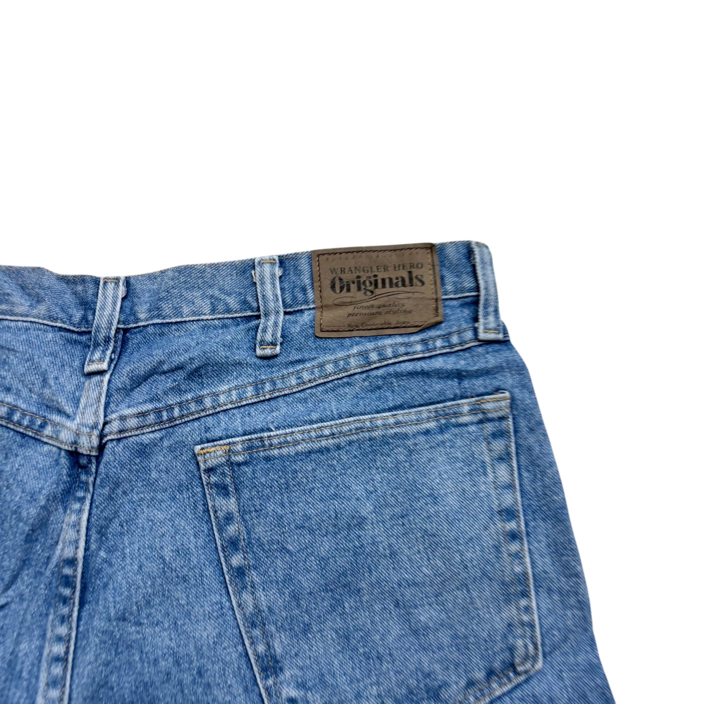 Vintage Wrangler Baggy Jorts W36 Mens Denim Shorts Light Blue Relaxed Fit
