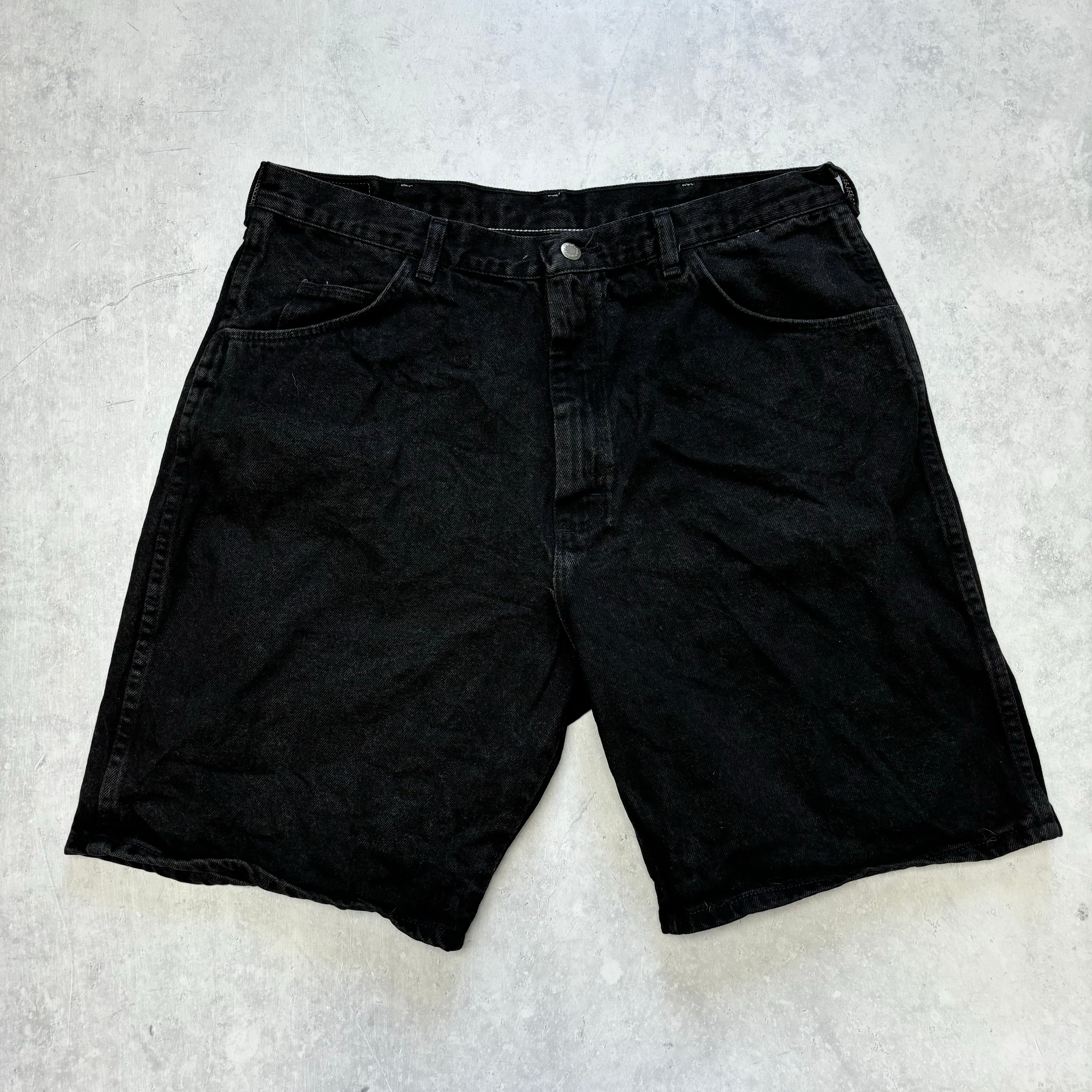 Vintage Wrangler Jorts W36 Mens Denim Shorts Black Baggy Relaxed Fit