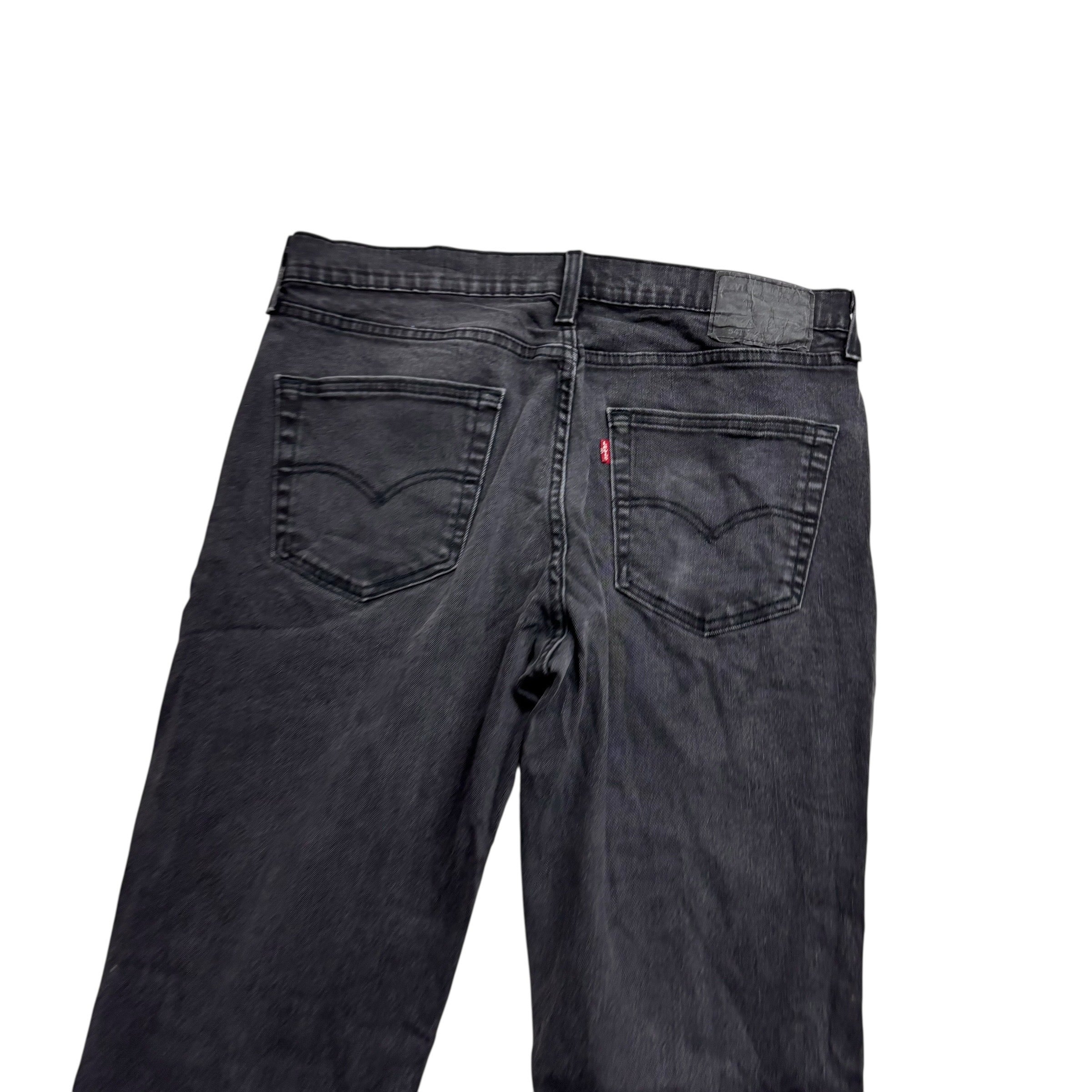 Levis 541 Jeans W34 L33 Mens Black Athletic Tapered Fit Stretch Denim