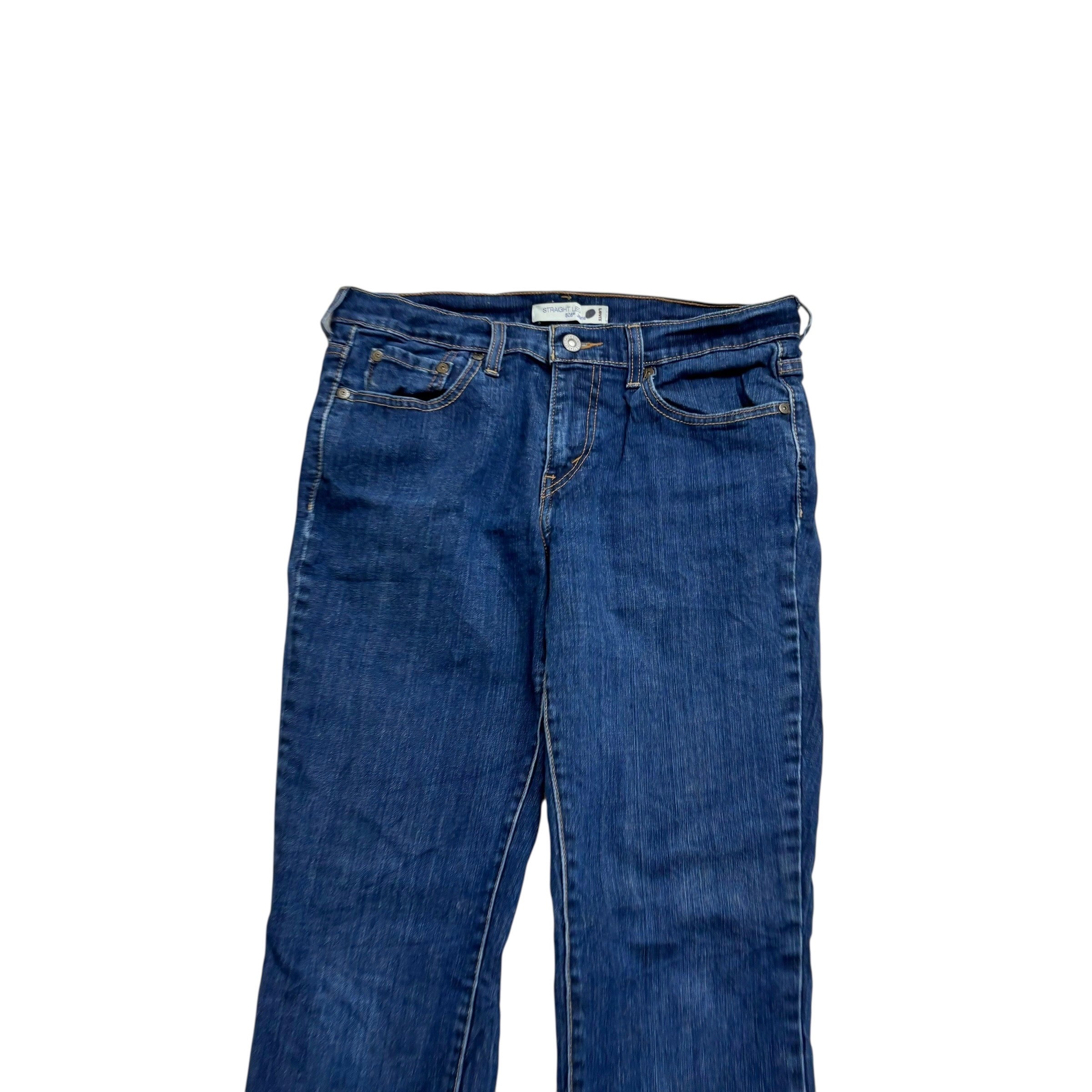 Levis 505 Jeans W30 L31 Womens Regular Straight Dark Blue Stretch Denim (E)