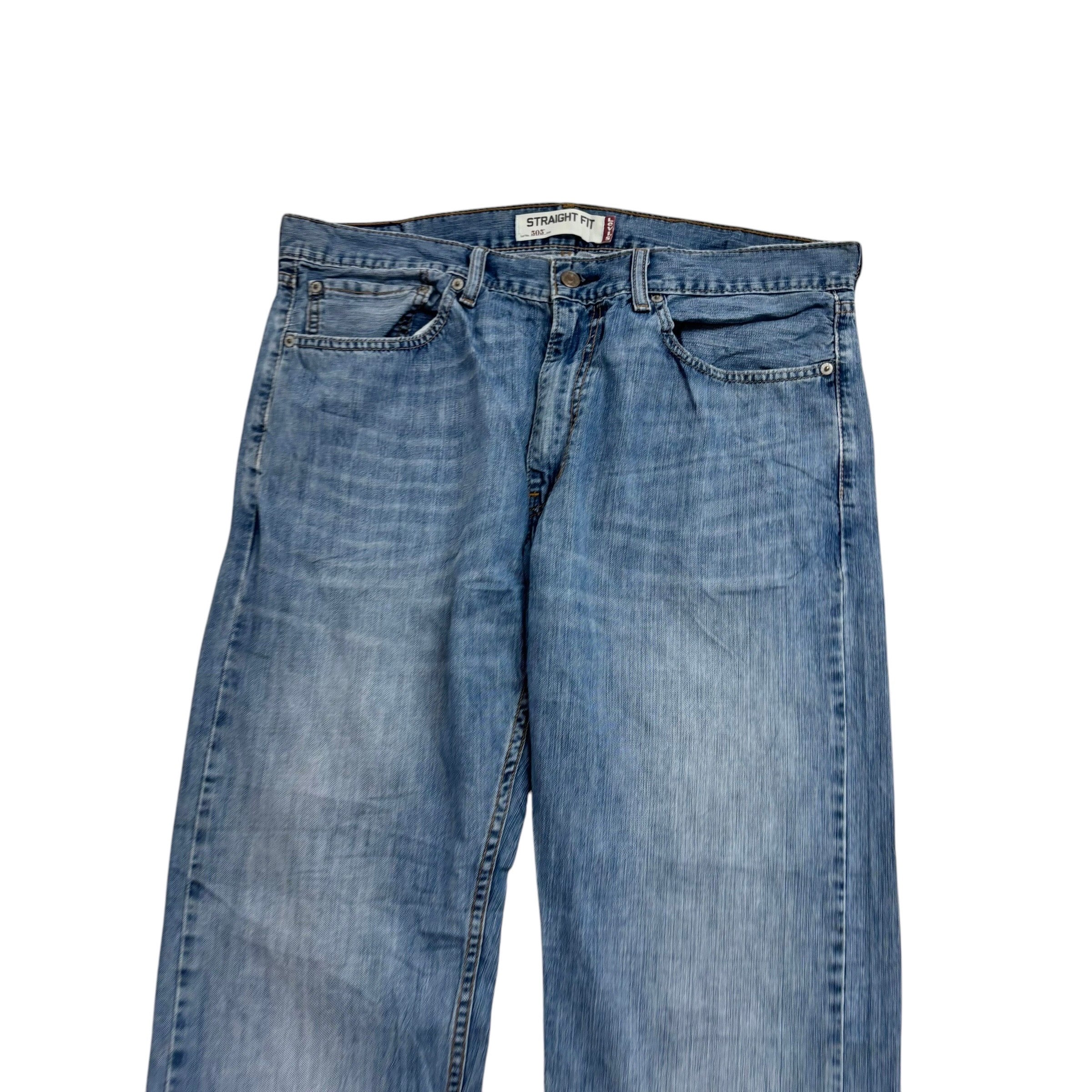 Levis 505 Jeans W36 L34 Mens Mid Blue Regular Straight Fit Vintage Denim (F)