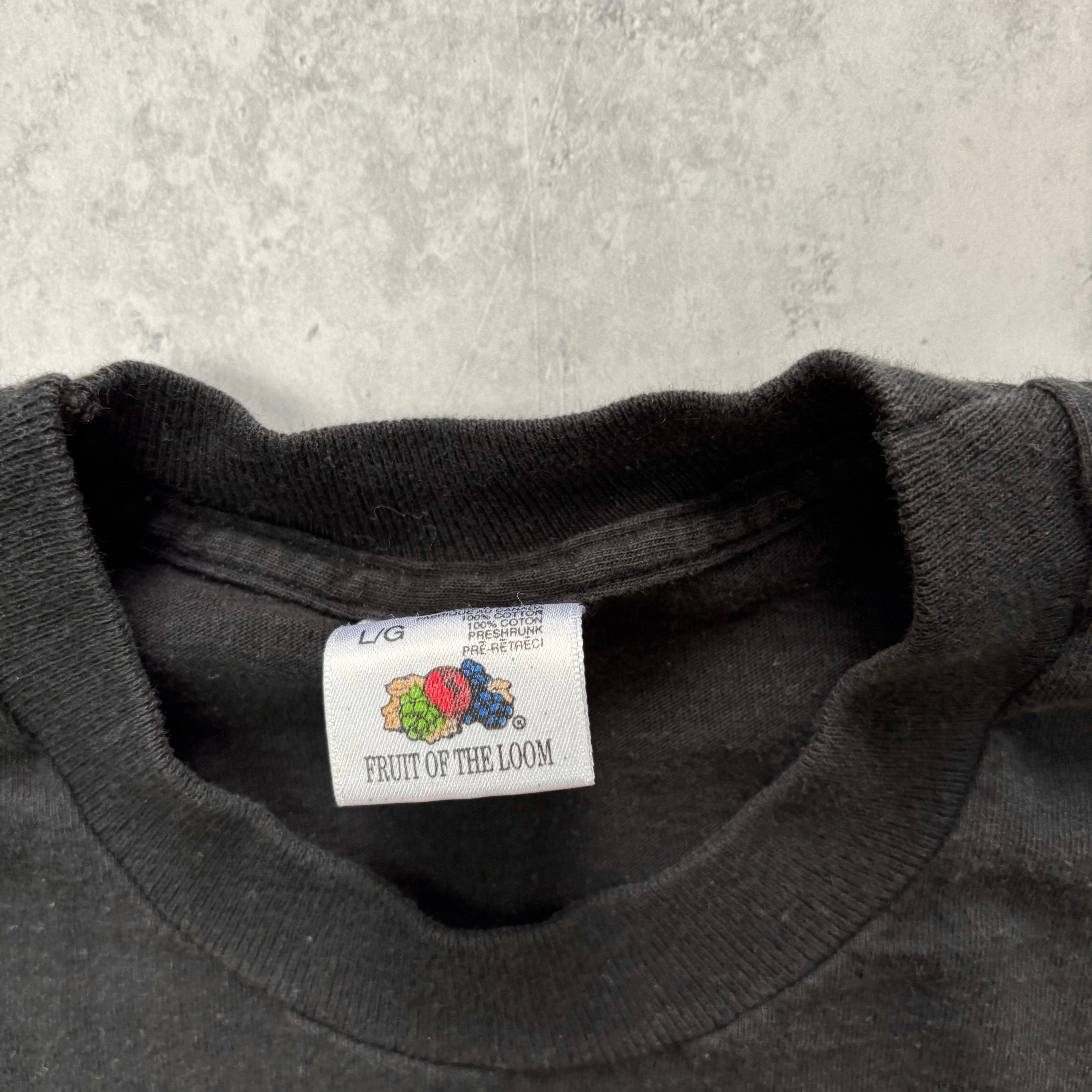Vintage T Shirt Mens Medium Black Single Stitch Graphic Print 90s