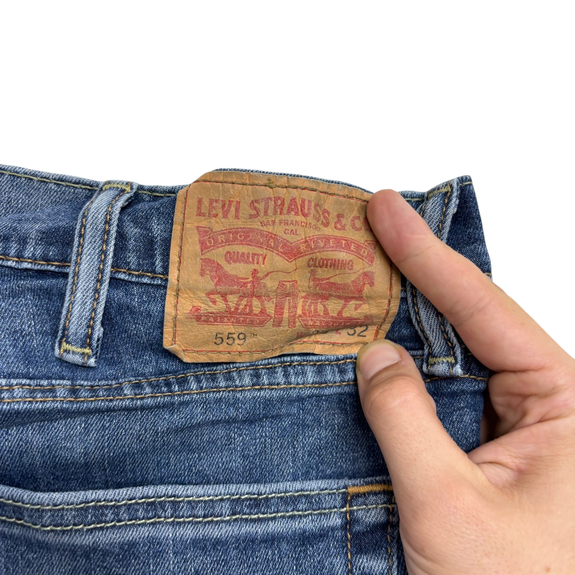 Levis 559 Jeans W38 L32 Mens Mid Blue Baggy Relaxed Straight Fit Stretch Denim