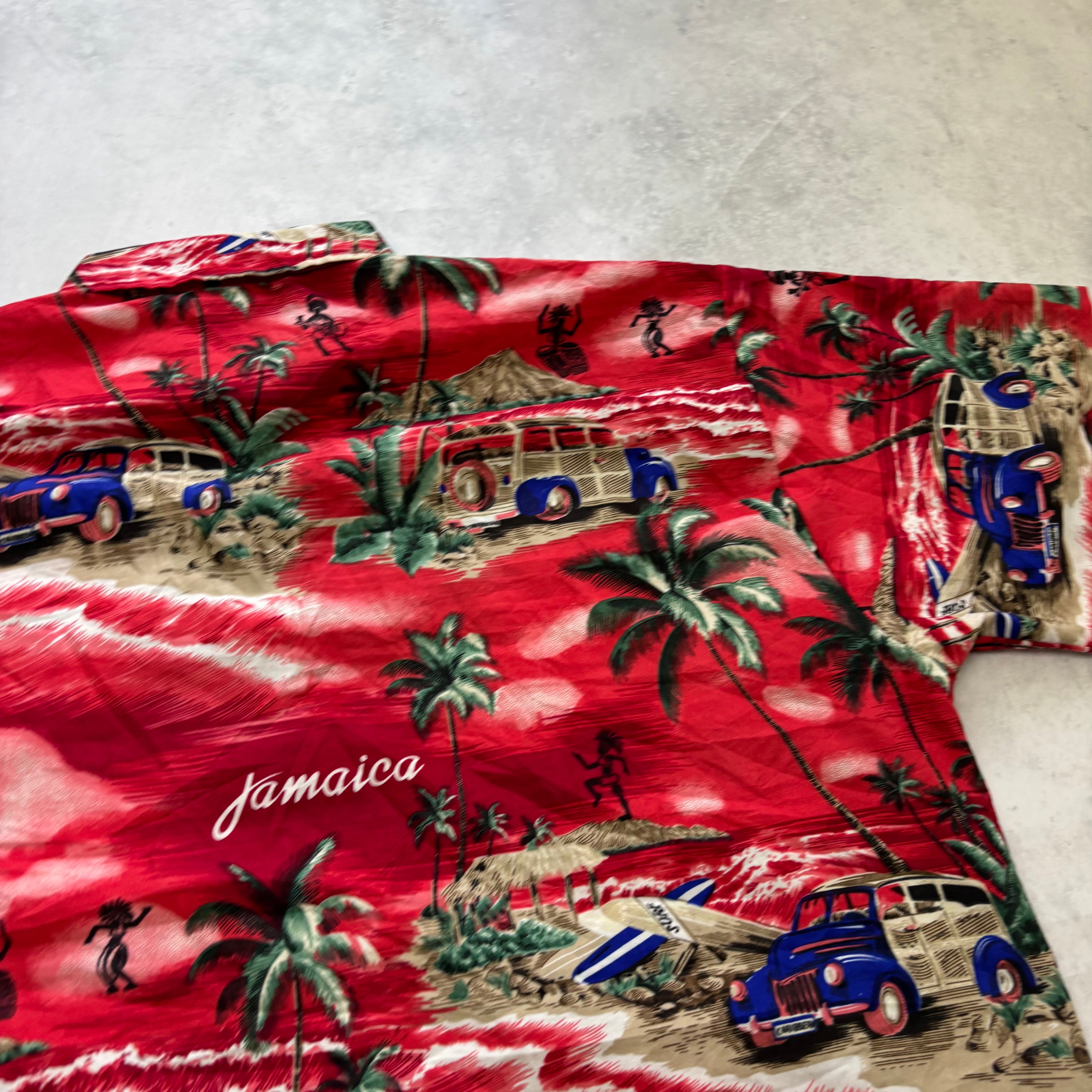 Hawaiian Shirt Mens XL Red Floral Aloha Short Sleeve Lightweight (E)