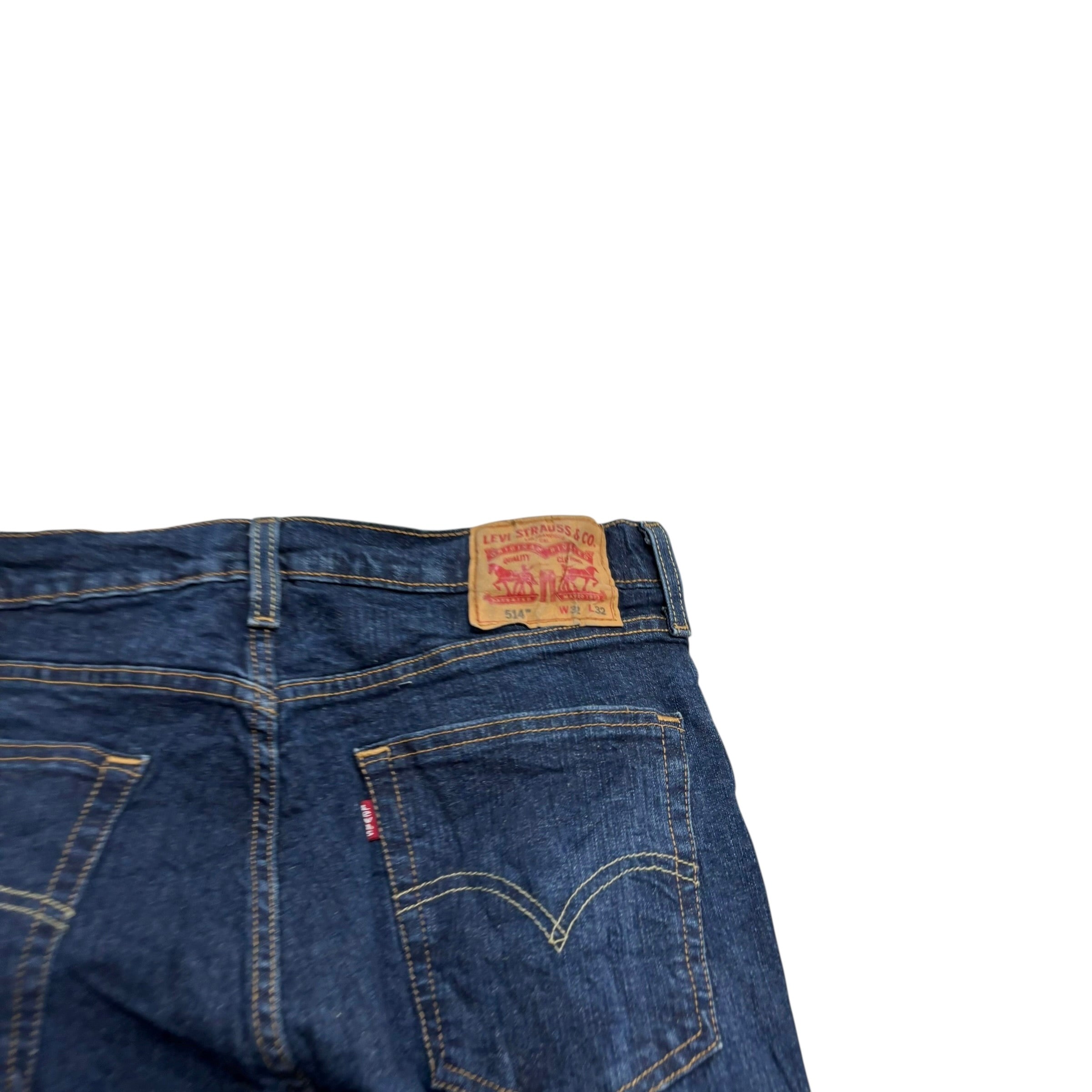 Levis 514 Jeans W32 L32 Mens Dark Blue Regular Straight Fit Stretch Denim (E)