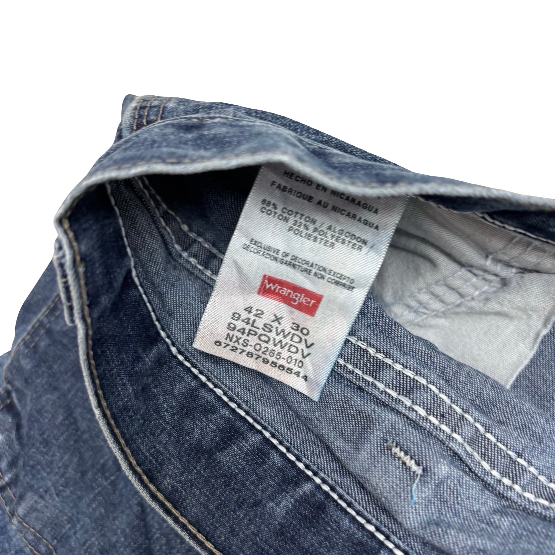Wrangler Carpenter Jeans W42 L30 Mens Dark Blue Relaxed Straight Fit Denim