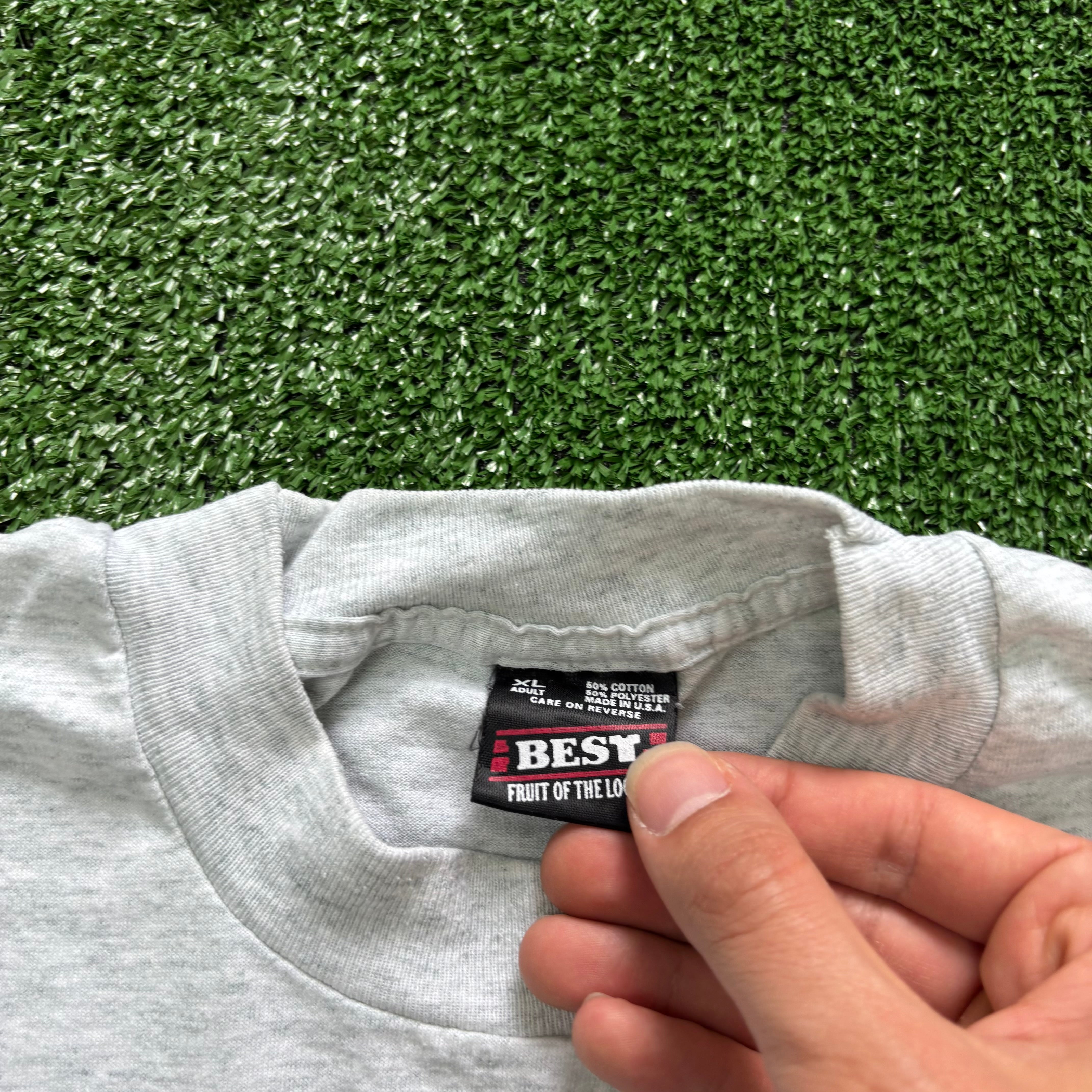 Vintage T Shirt Mens Large Grey Single Stitch Graphic Print 90s USA (F)