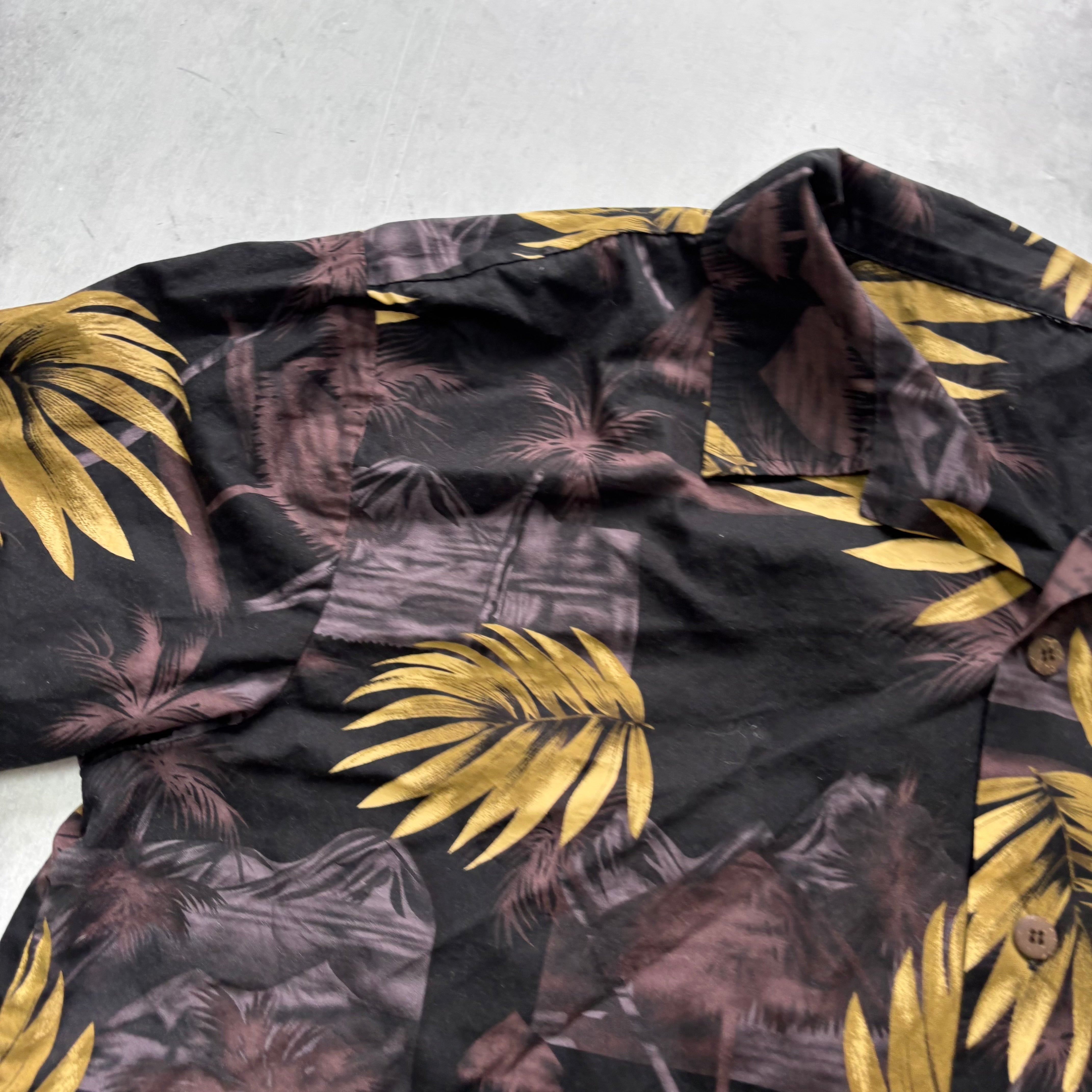 Vintage Hawaiian Shirt Mens XXL Black Floral Aloha Short Sleeve (E)