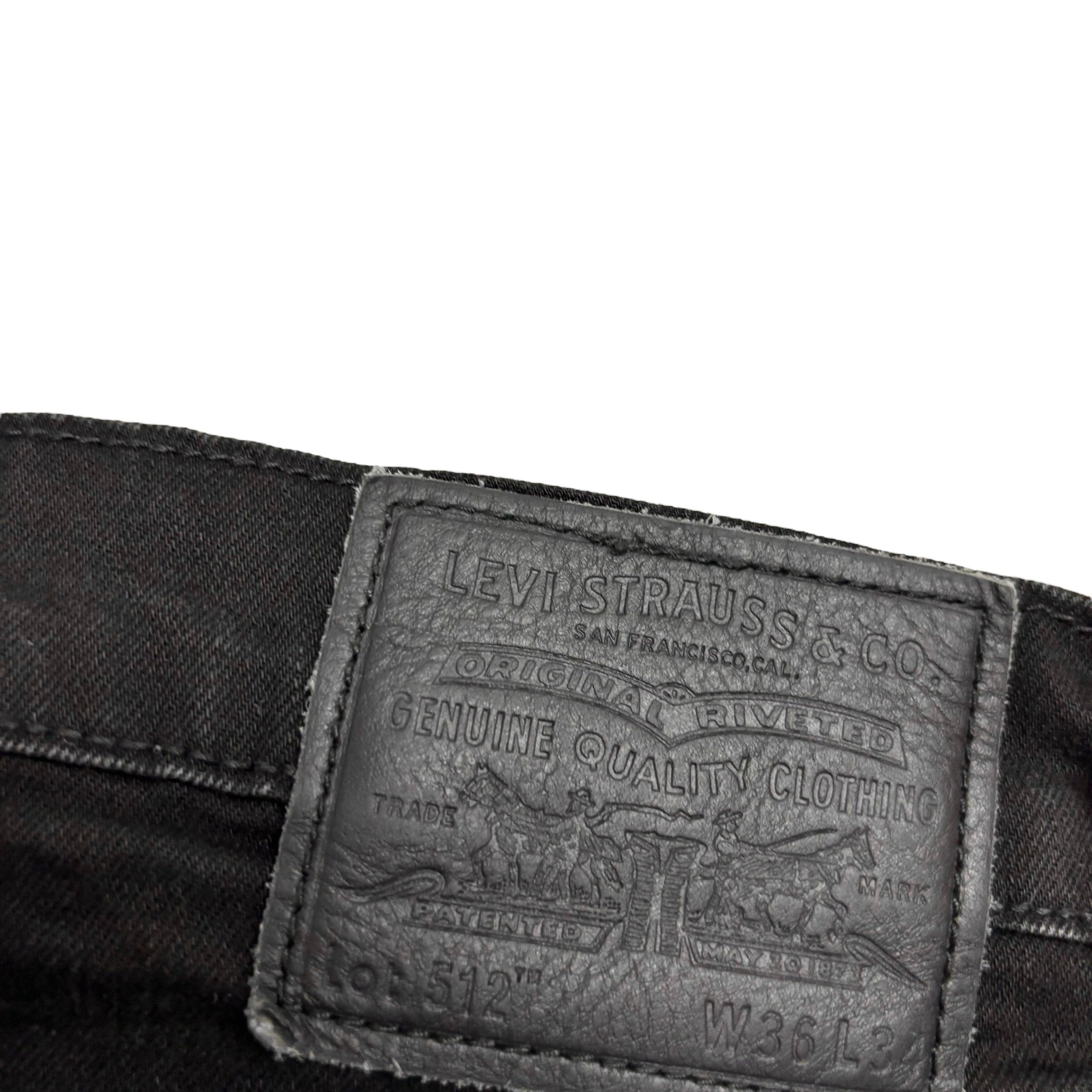 Levis 512 Jeans W34 L33 Mens Black Slim Tapered Fit Stretch Premium Denim (E)