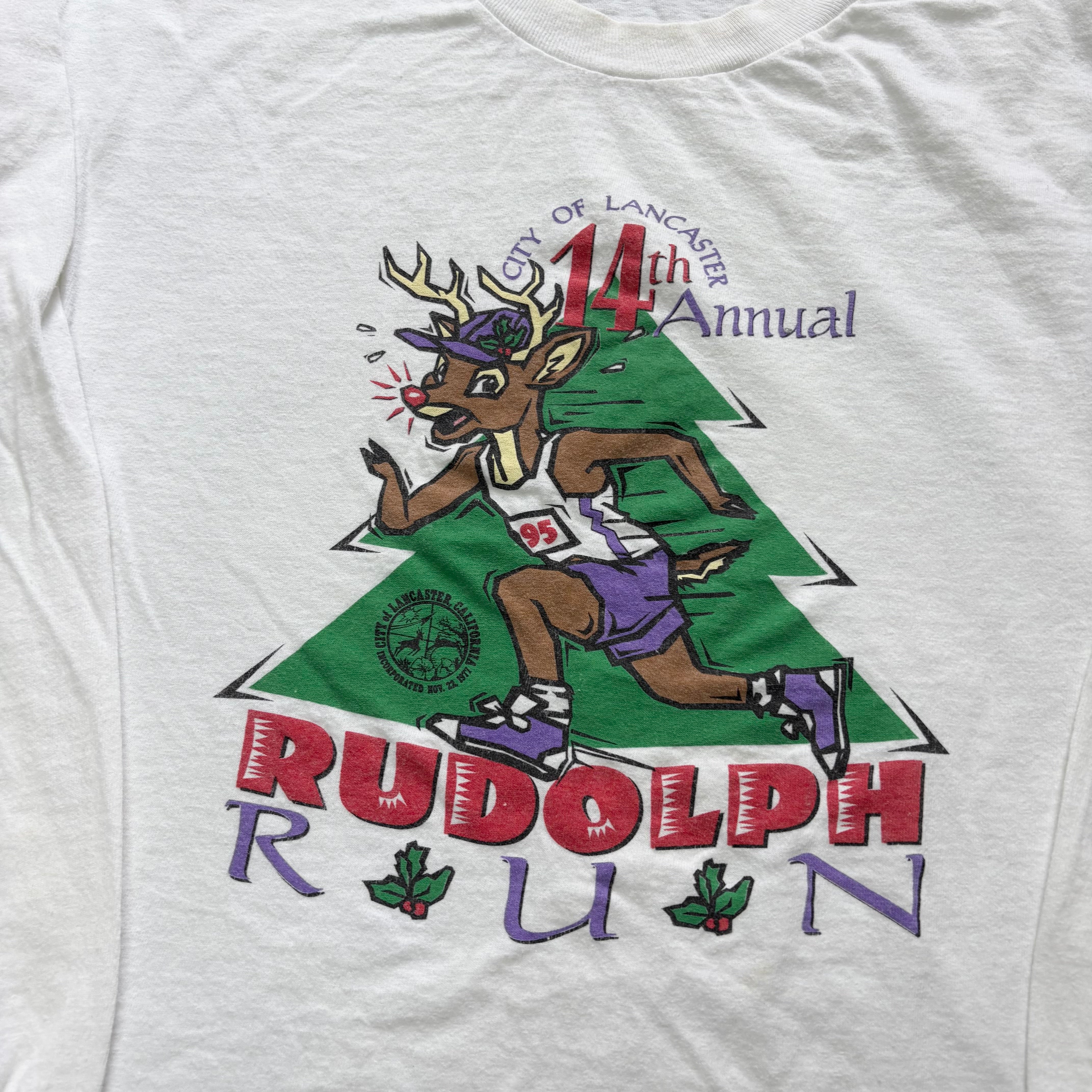 Vintage T Shirt Mens Medium White Single Stitch Graphic Print Longsleeve (F)