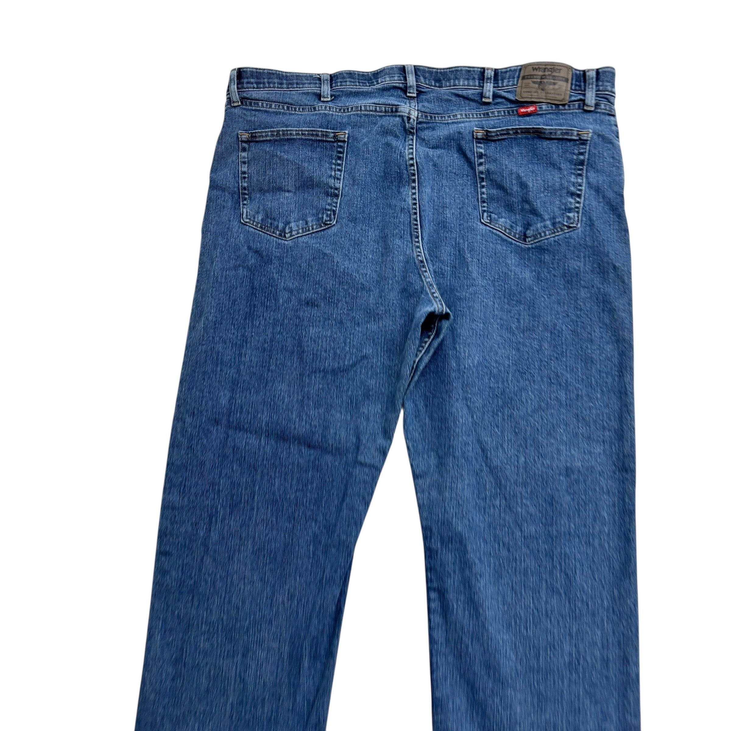 Wrangler Jeans W44 L30 Mens Mid Blue Regular Straight Fit Stretch Denim (E)