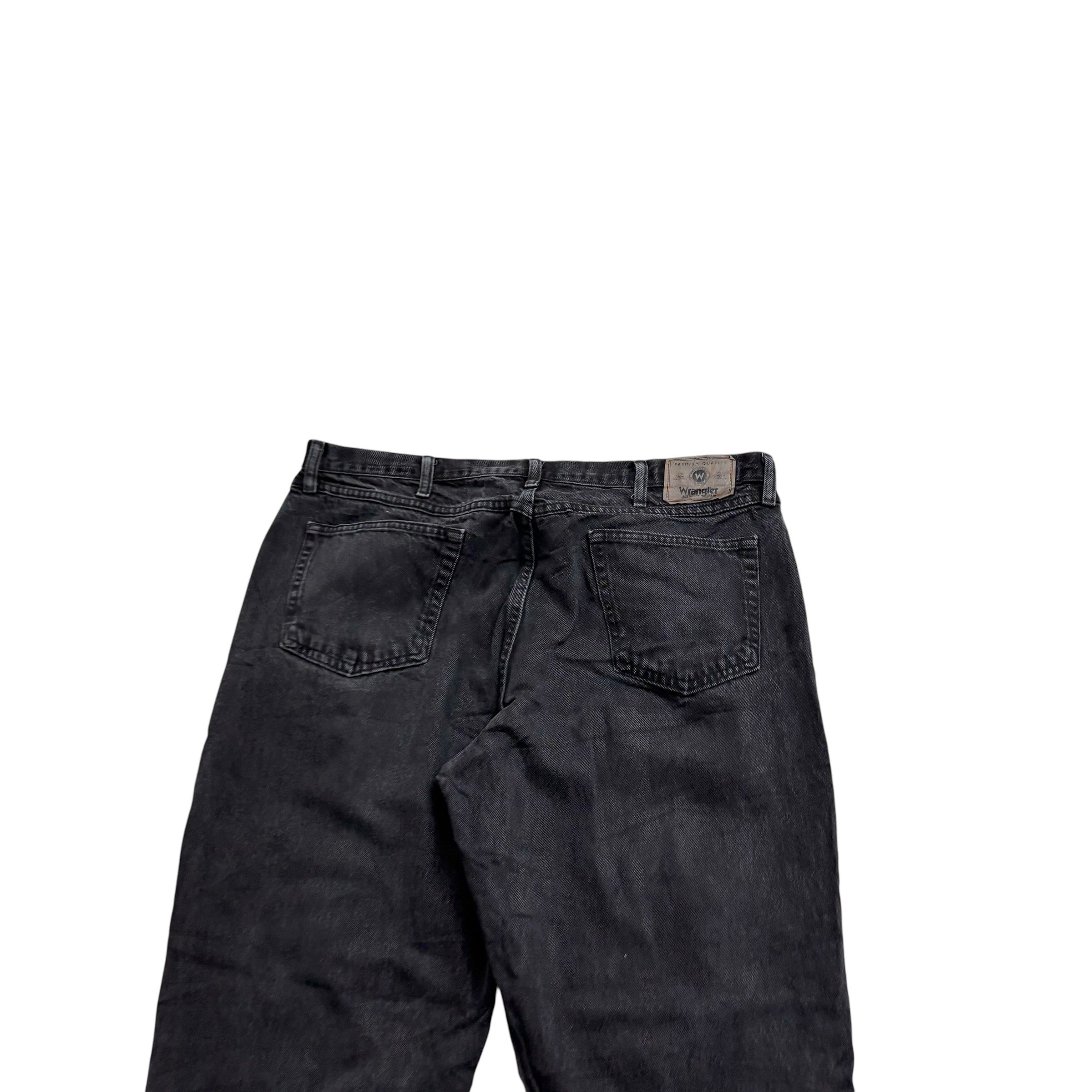 Wrangler Jeans W38 L30 Mens Black Relaxed Straight Fit Denim