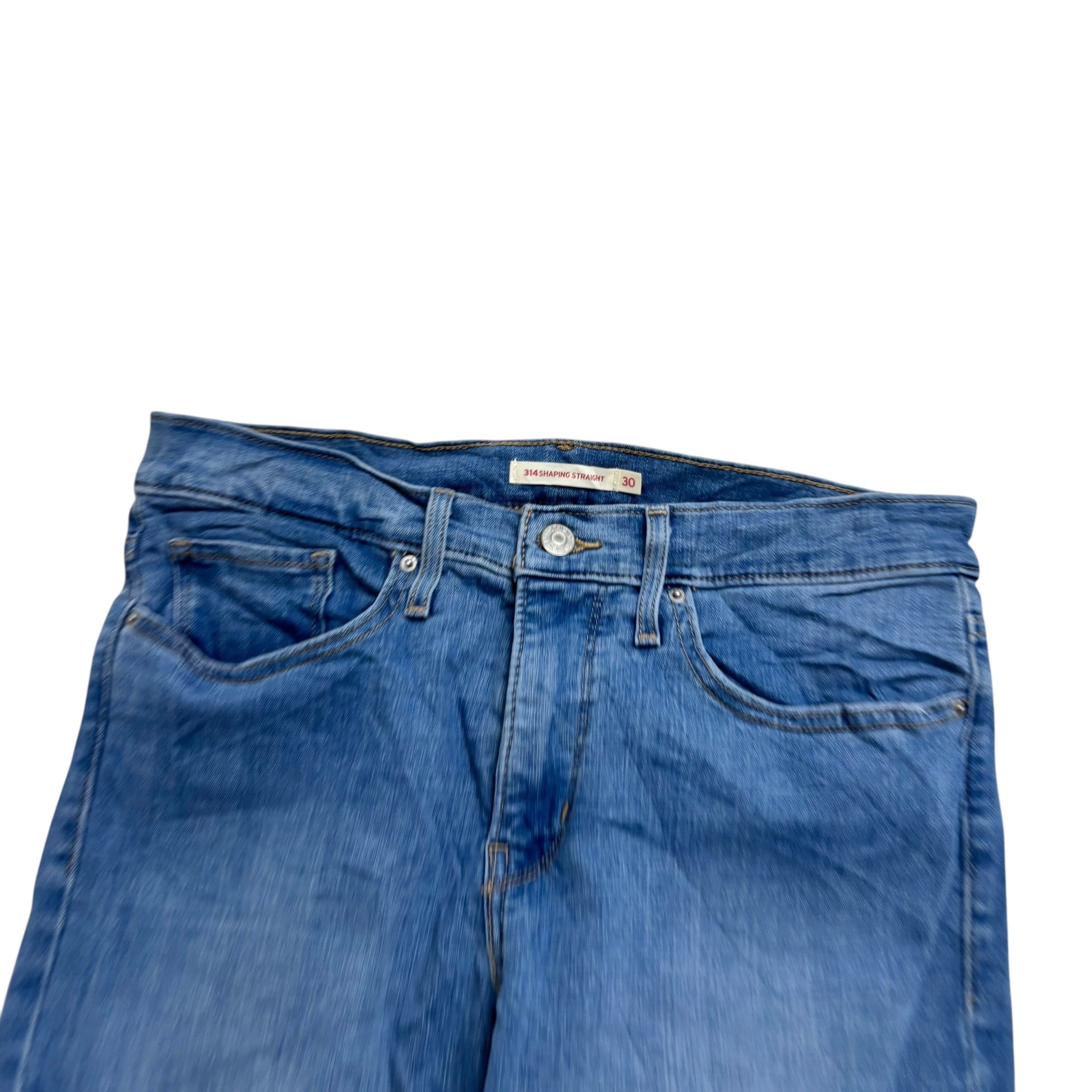 Levis 314 Jeans W30 L32 Womens Shaping Straight Mid Blue Stretch Denim (E)