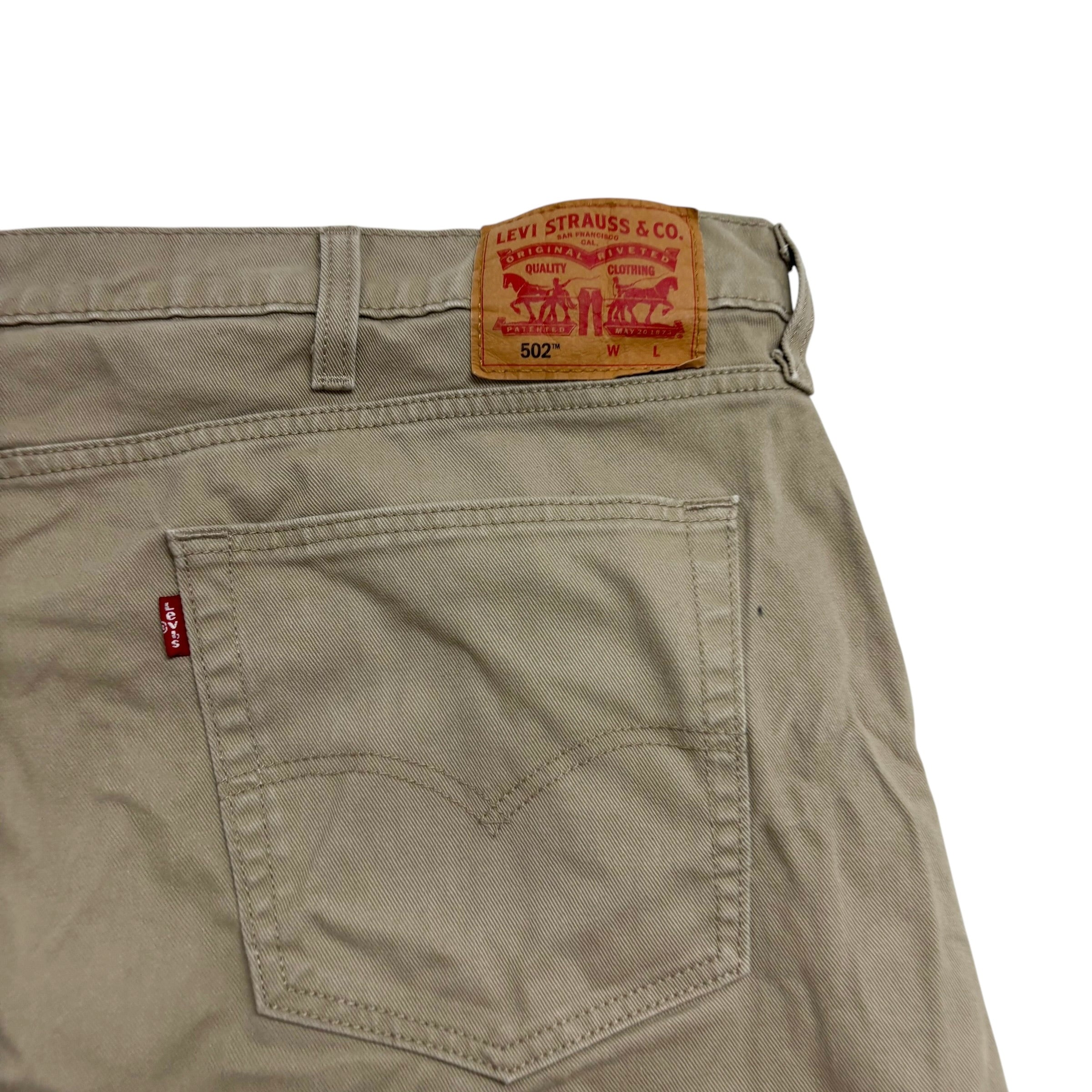 Levis 502 Jeans W48 L28 Mens Beige Stone Regular Taper Fit Stretch Denim (E)