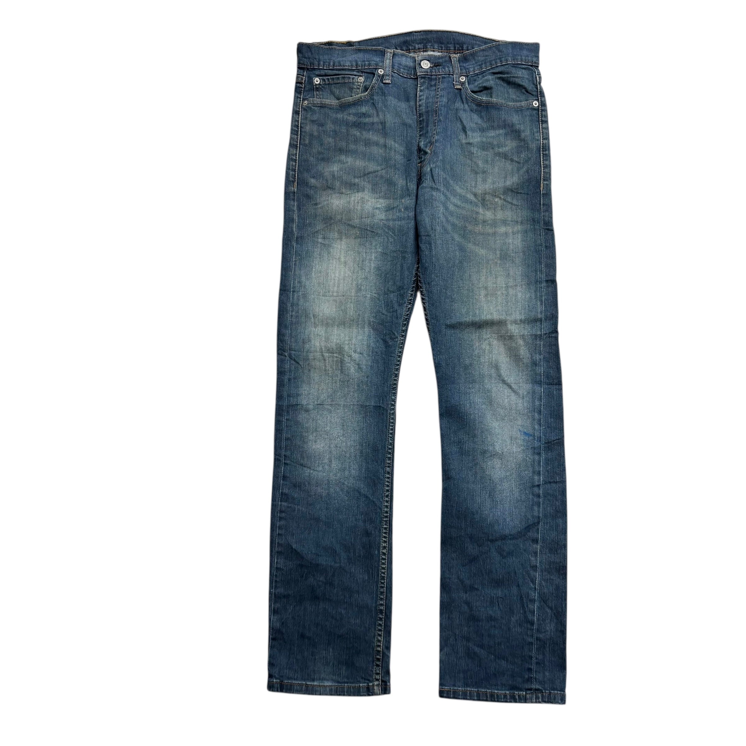 Levis 513 Jeans W34 L32 Mens Dark Blue Slim Straight Fit Stretch Denim (F)