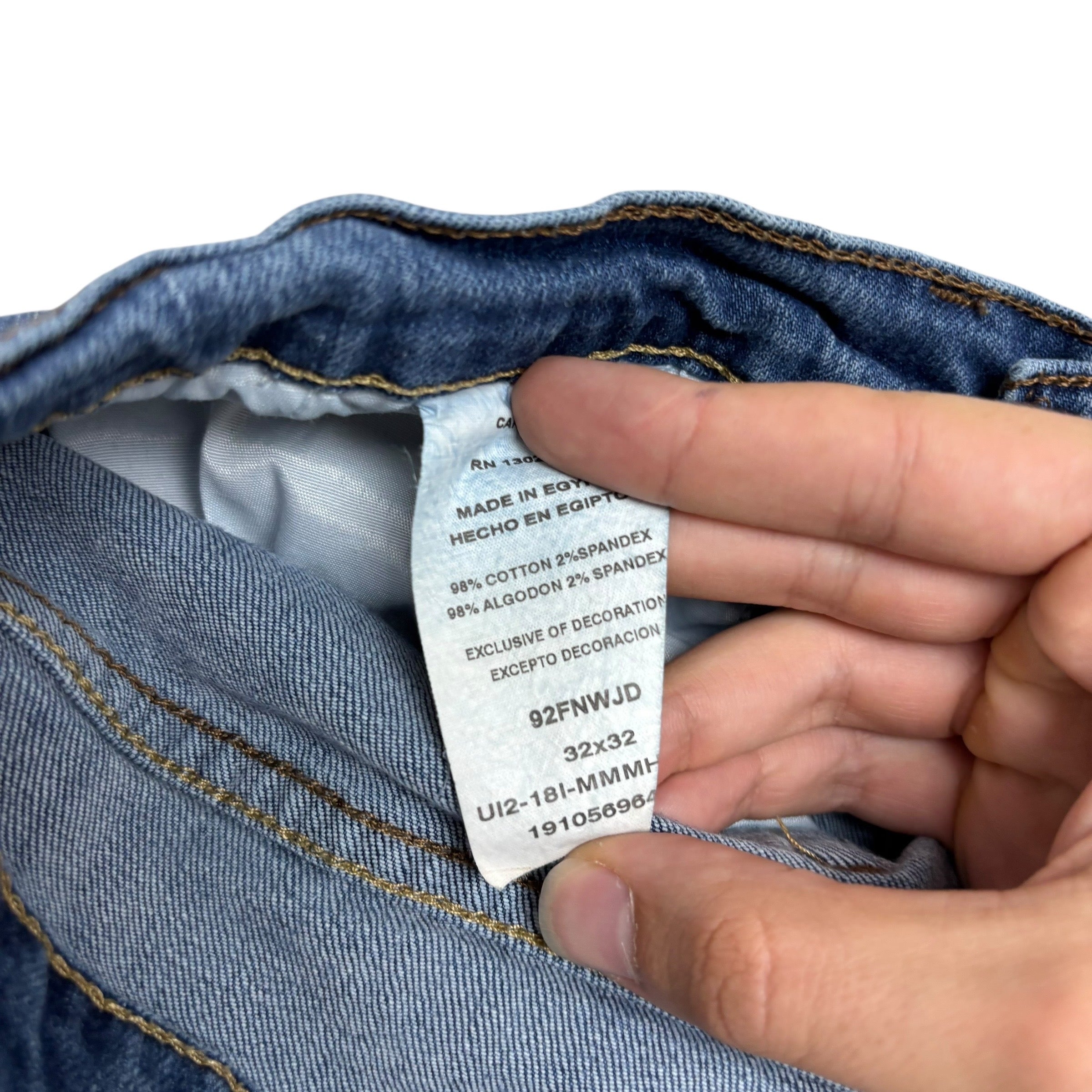 Wrangler Jeans W32 L32 Mens Mid Blue Slim Straight Fit Stretch Denim (E)