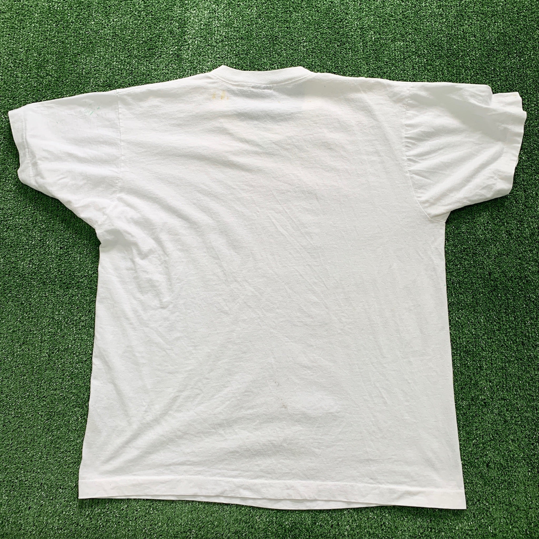 Vintage T Shirt Mens Large White Single Stitch Graphic Print 90s USA