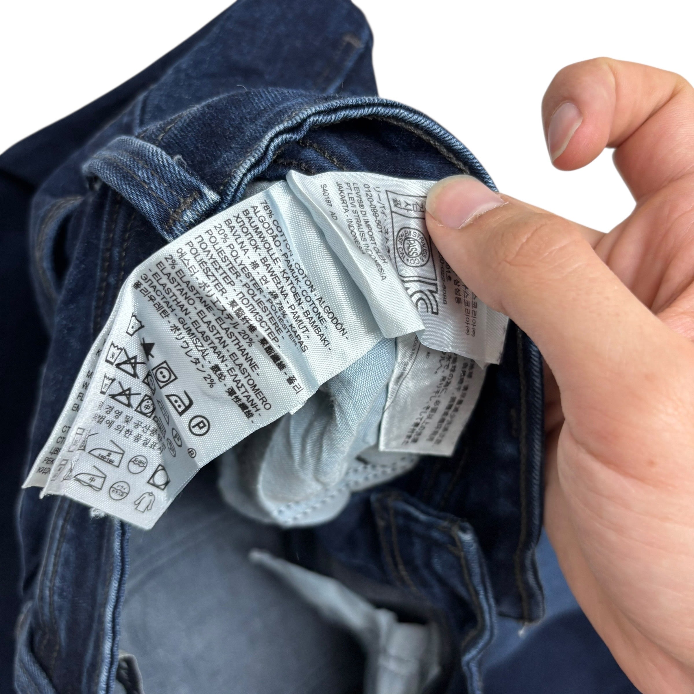 Levis 529 Jeans W28 L30 Womens Curvy Bootcut Dark Blue Stretch Denim (E)