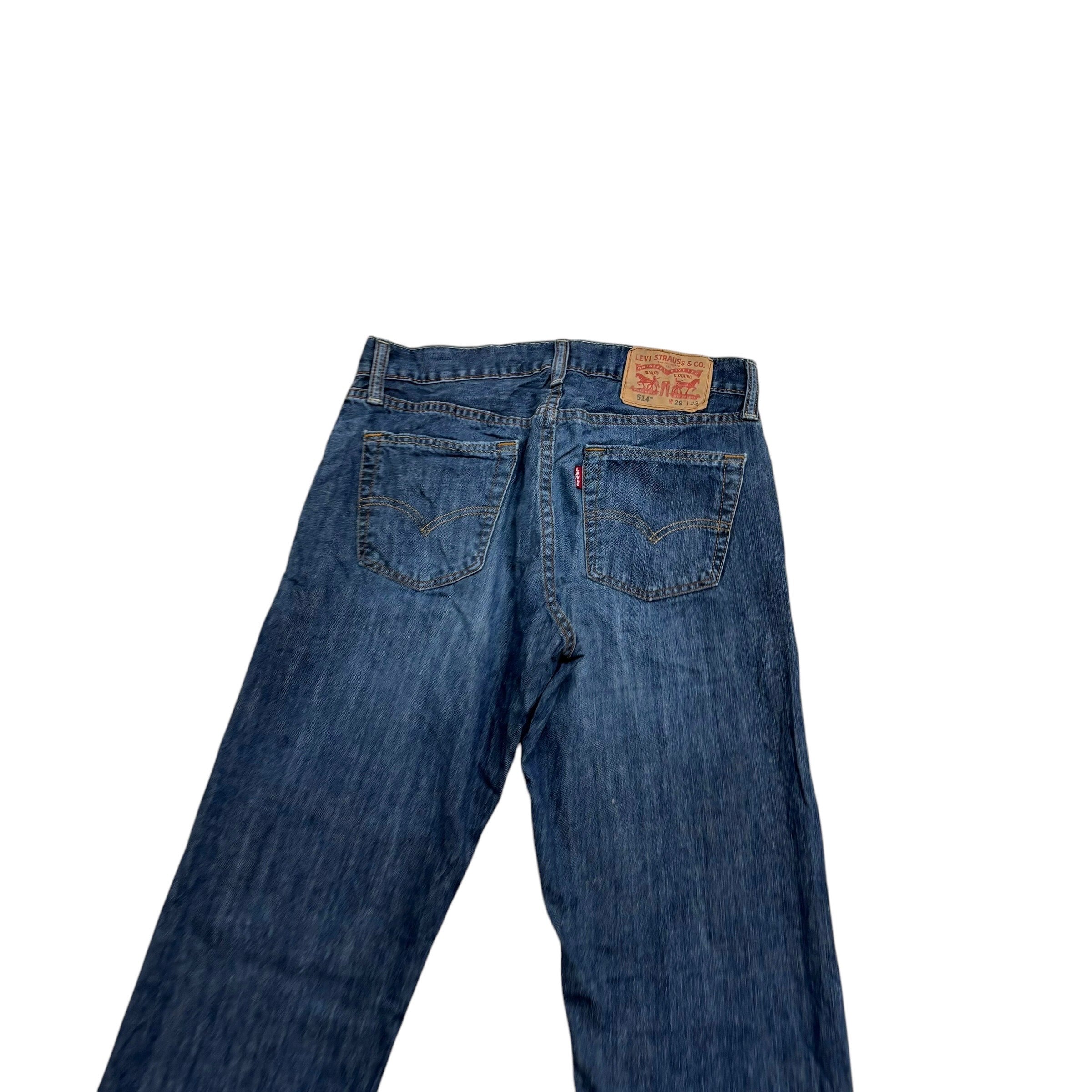 Levis 514 Jeans W29 L32 Mens Mid Blue Regular Straight Fit Denim (E)