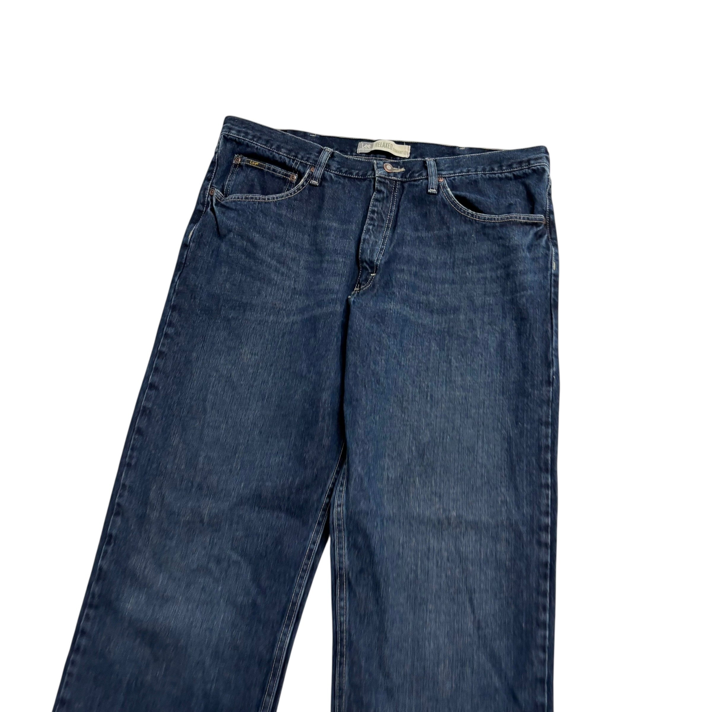 Lee Jeans W40 L32 Mens Dark Blue Baggy Relaxed Straight Fit Vintage Denim