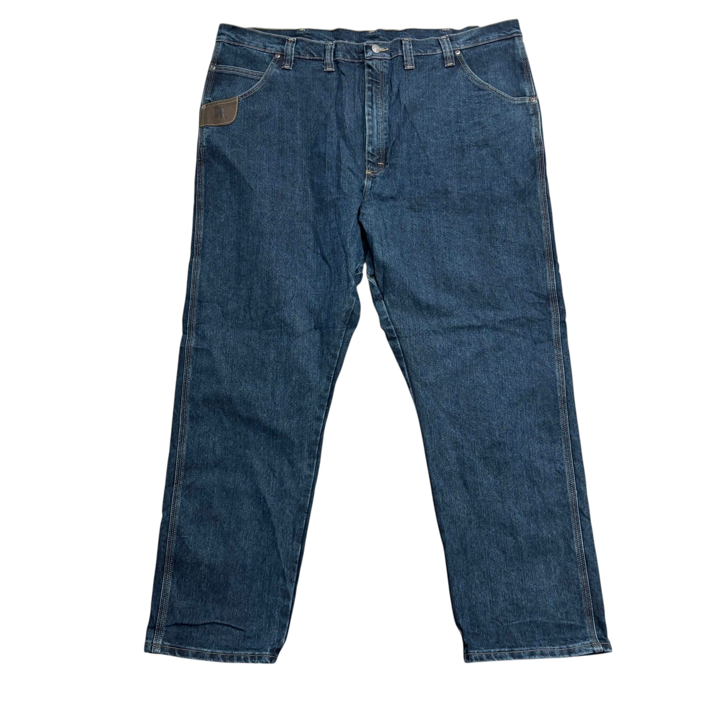 Wrangler Jeans W46 L32 Mens Dark Blue Relaxed Straight Fit Vintage Denim (E)