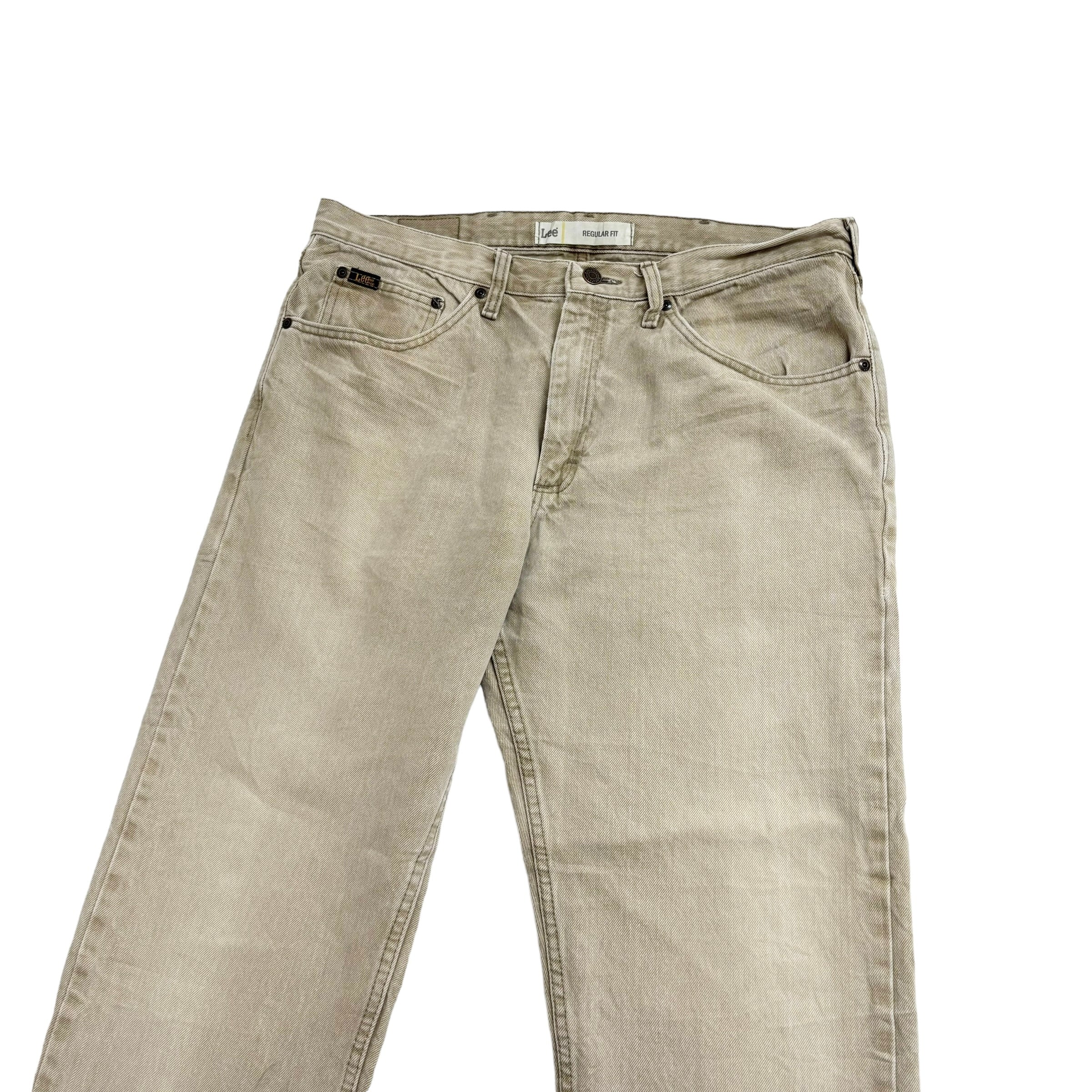 Lee Jeans W36 L30 Mens Beige Regular Straight Fit Vintage Denim