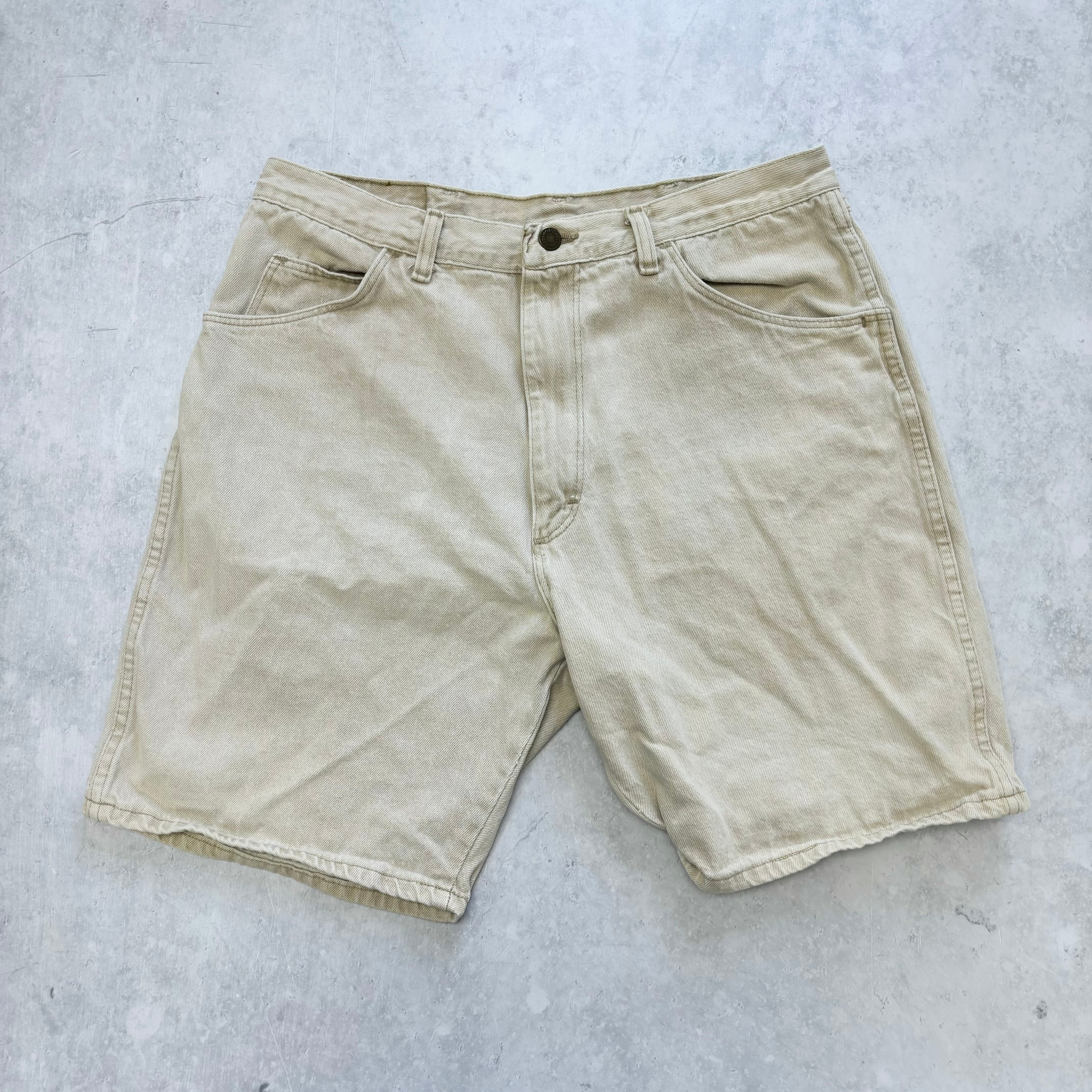 Vintage Wrangler Jorts W32 Mens Denim Shorts Beige Tan Regular Fit