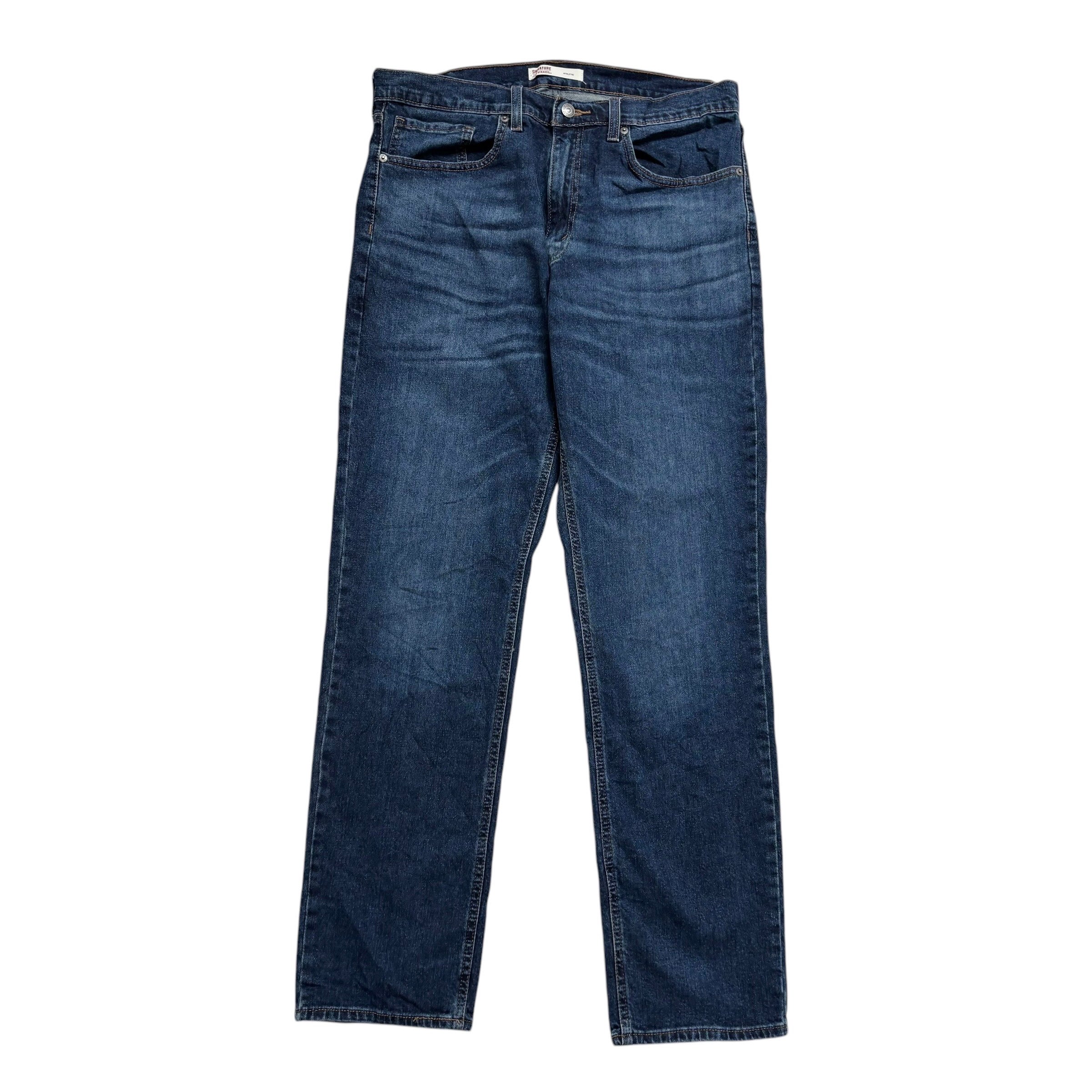 Levis Signature Jeans W34 L32 Mens Dark Blue Athletic Tapered Fit Stretch (E)