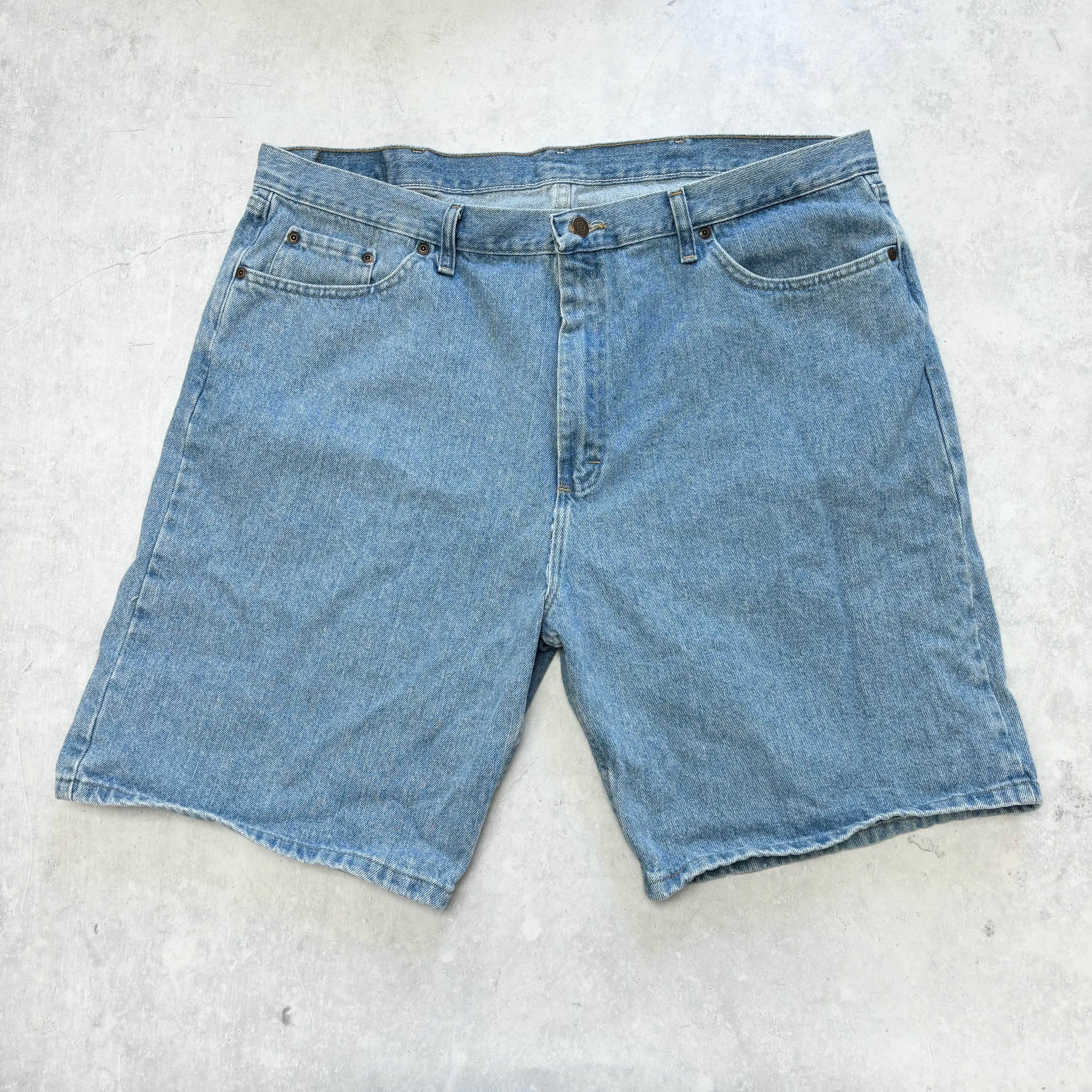 Vintage Wrangler Jorts W40 Mens Denim Shorts Light Blue Baggy Relaxed Fit